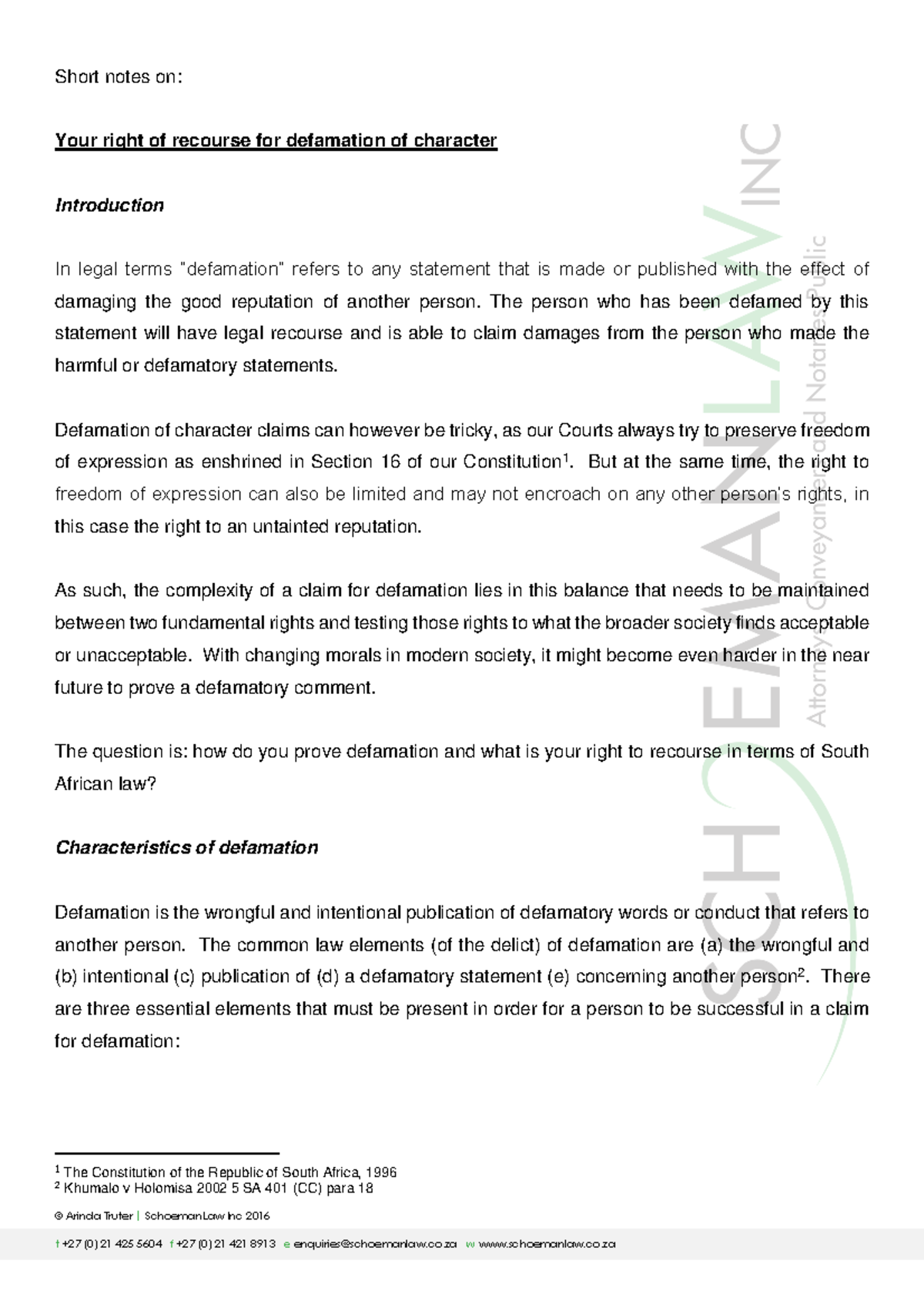 law-of-delict-notes-arinda-truter-schoemanlaw-inc-2016-short