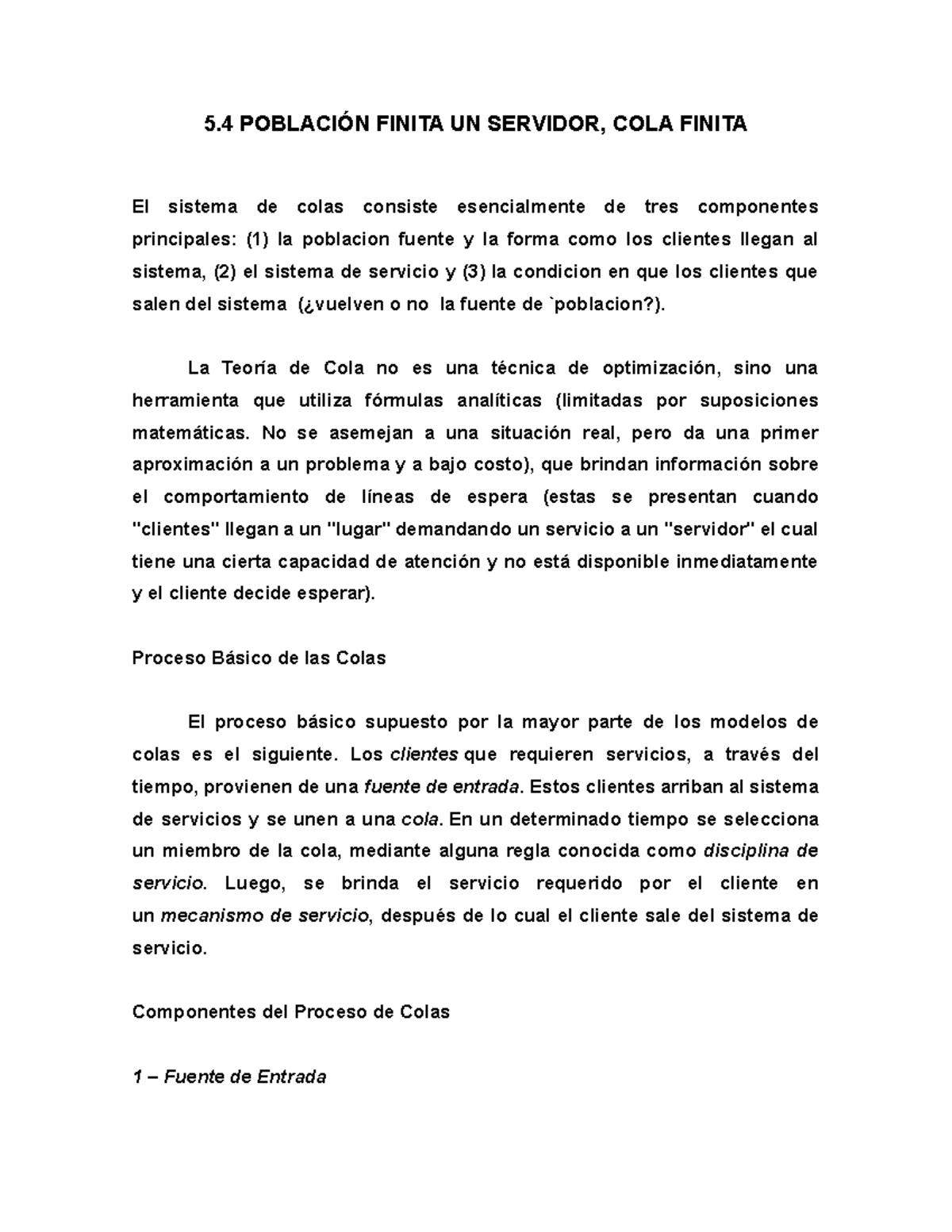 2DO Articulo DEL TEMA 5.4 Población Finita UN Servidor, COLA Finita - 5 ...