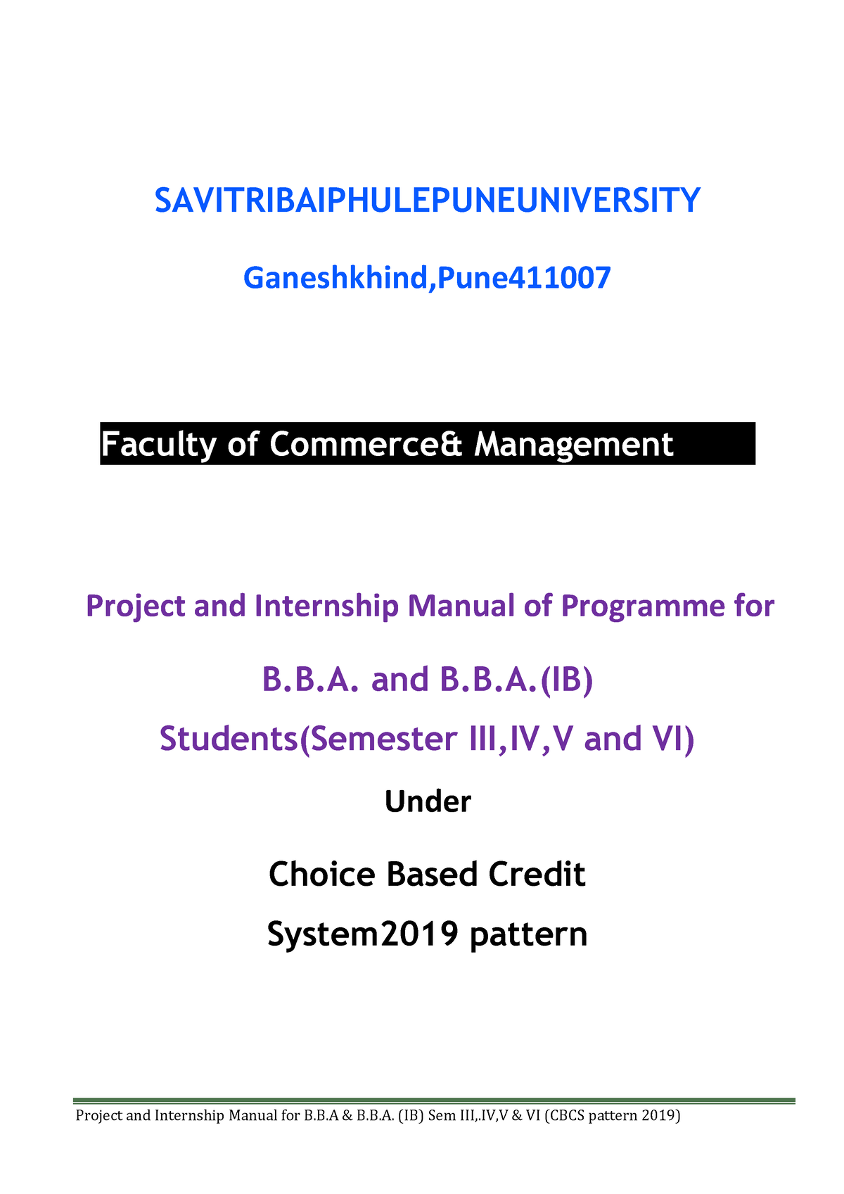 Internship Manual BBA - PROJECT - Project And Internship Manual For B.B ...