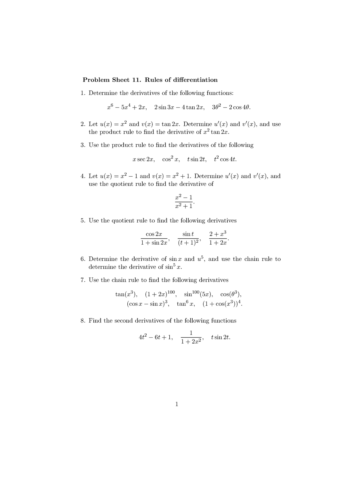 Calculus Problem Sheet 11 Ms126 Dublin City University Studocu