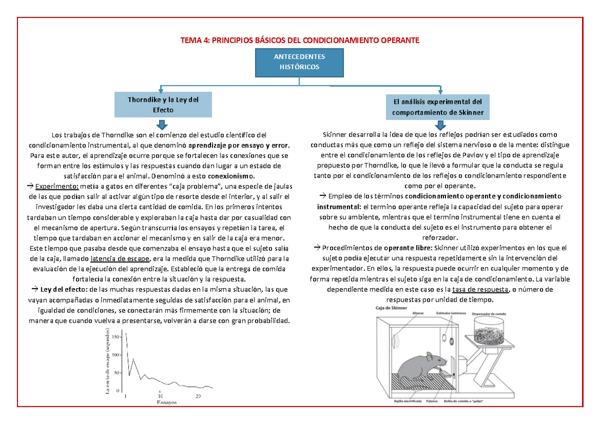 T Esquema Resumen Tema Antecedentes Histricos Thorndike Y La Ley Del Efecto El Anlisis