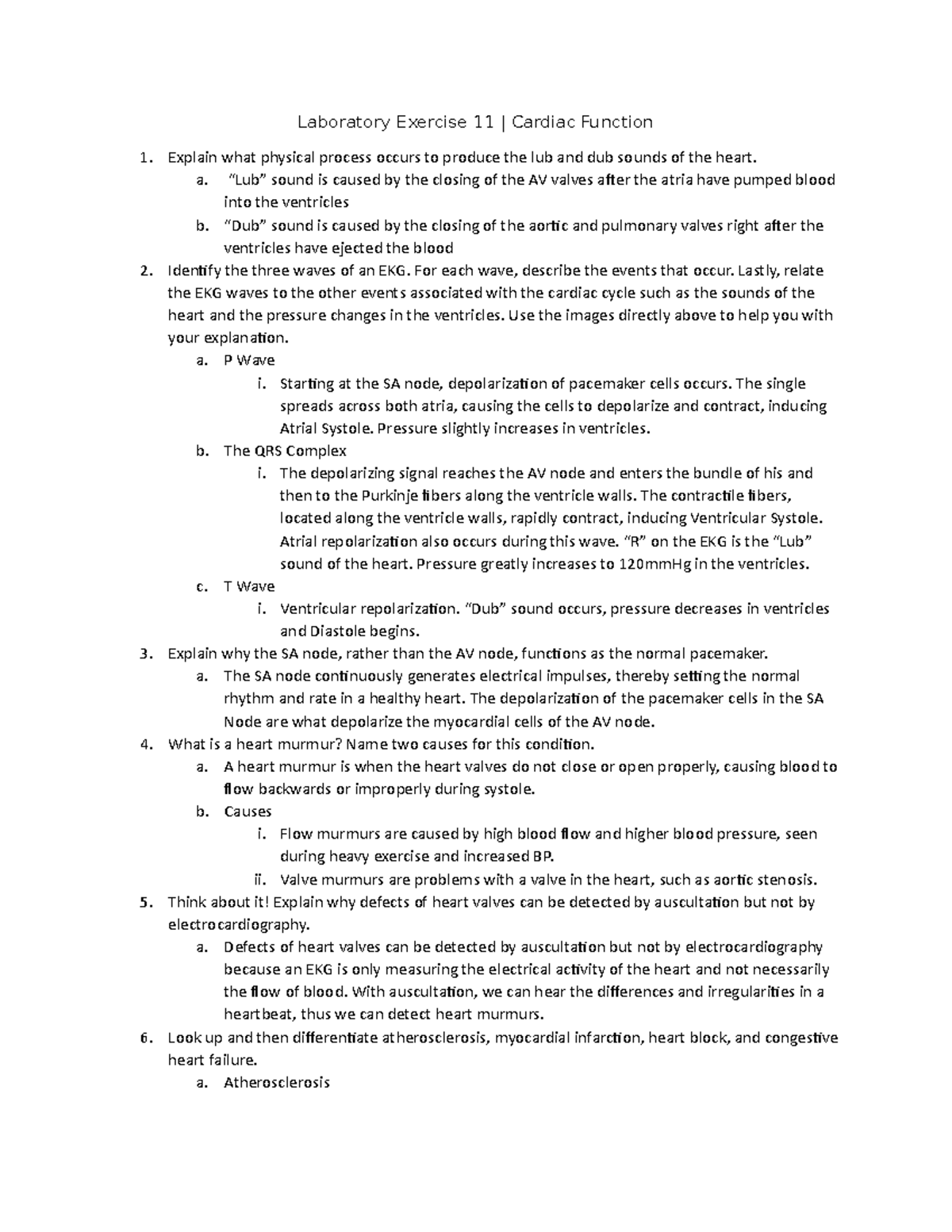 Laboratory Exercise 11 and 12 Laboratory Exercise 11 Cardiac