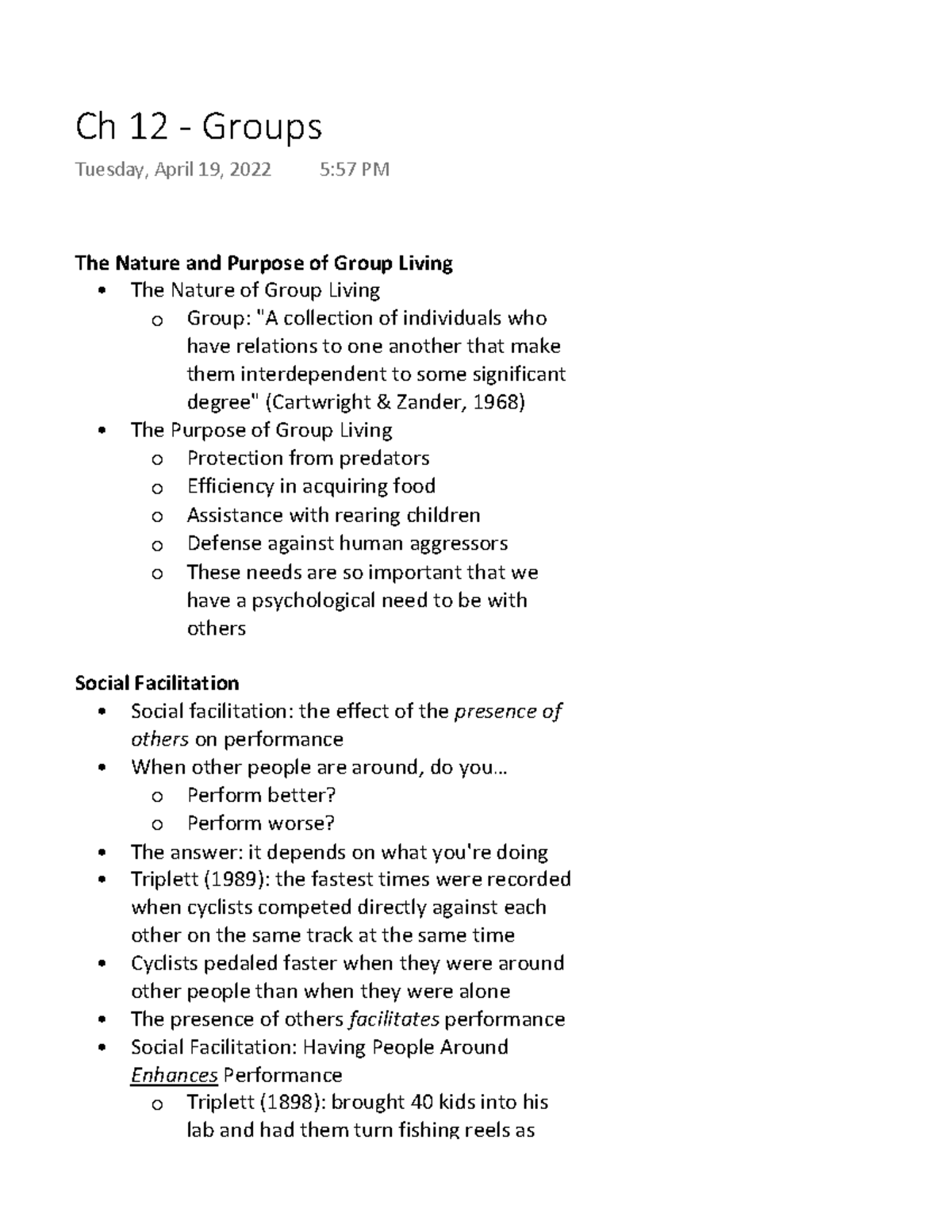Ch 12 - Groups - Prof. Will Hyland - In-Class Lecture Notes - The ...