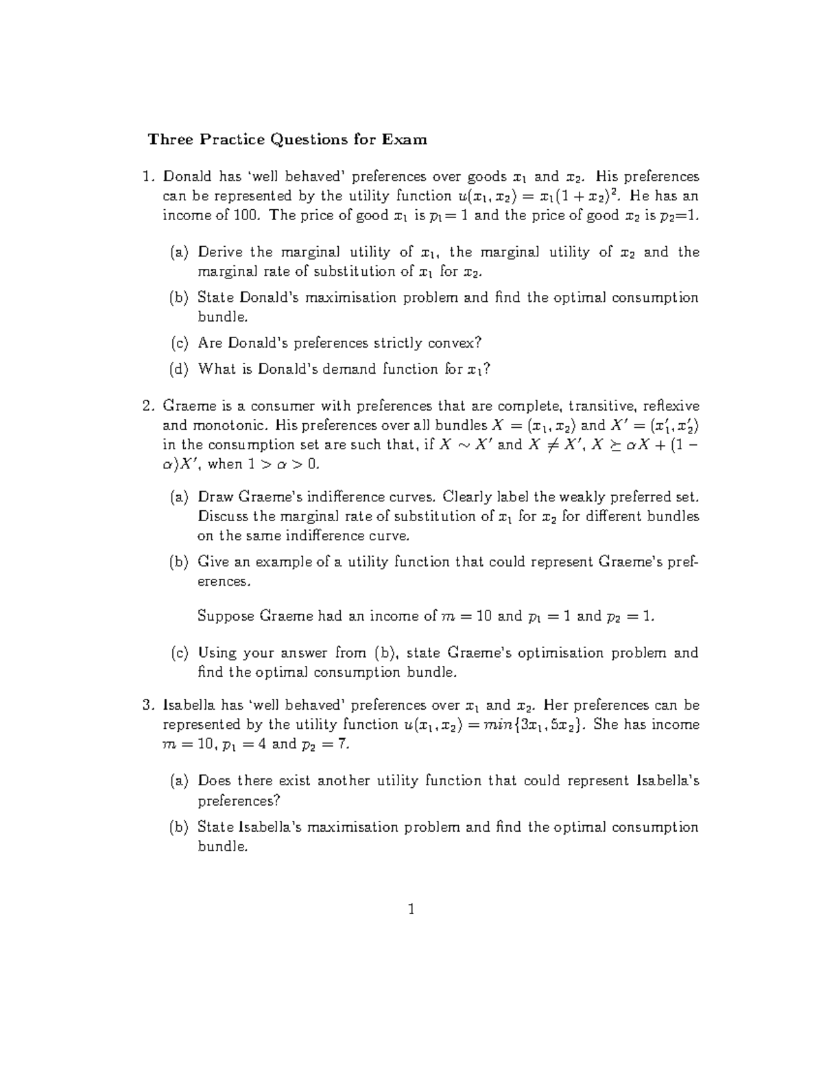 Midterm Practice - Three Practice Questions For Exam Donald Has ‘well ...