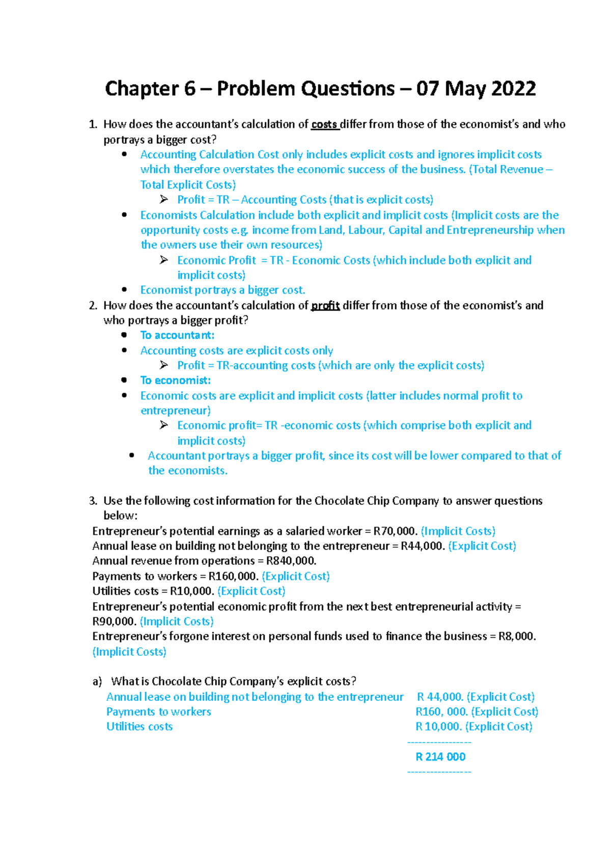 Chapter 6 Problem questions corrected answers - Chapter 6 – Problem ...