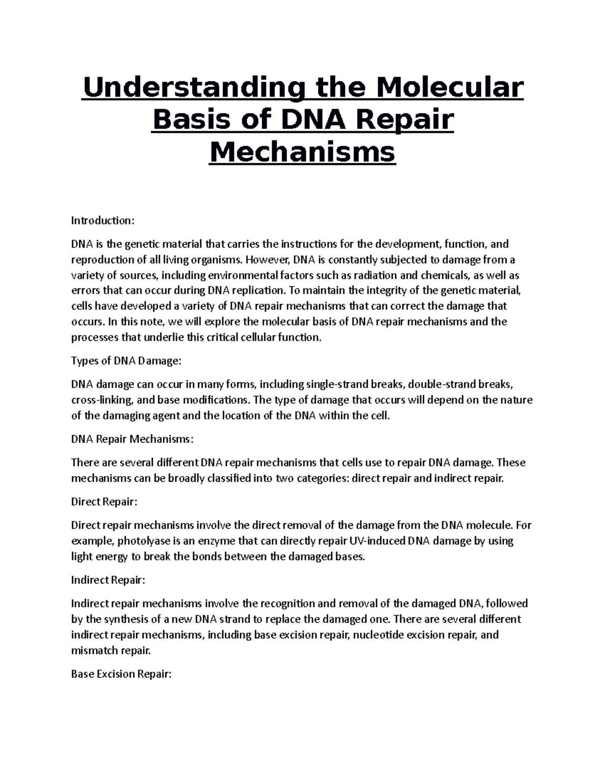 BIOL-3500-53 - Understanding the Molecular Basis of DNA Repair ...