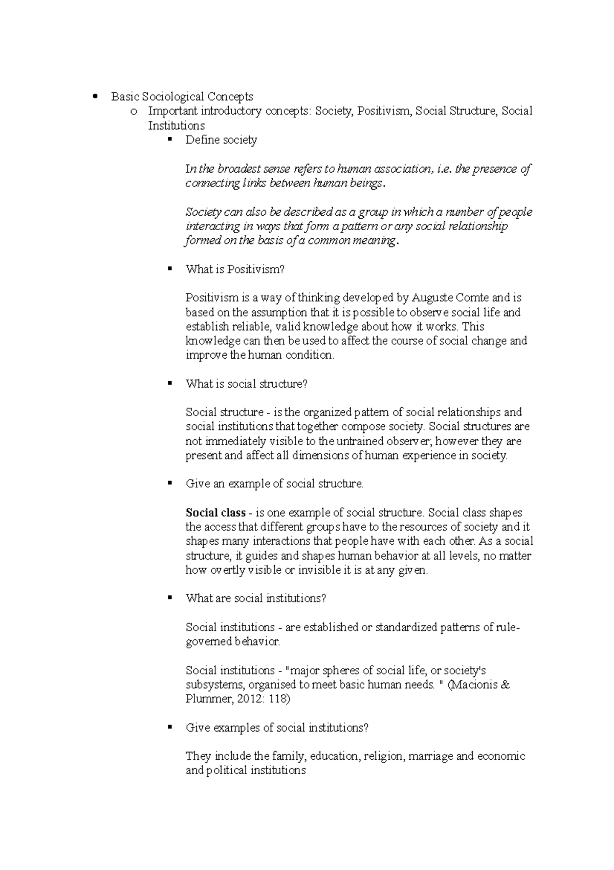 Basic Sociological Concepts - the presence of connecting links between ...