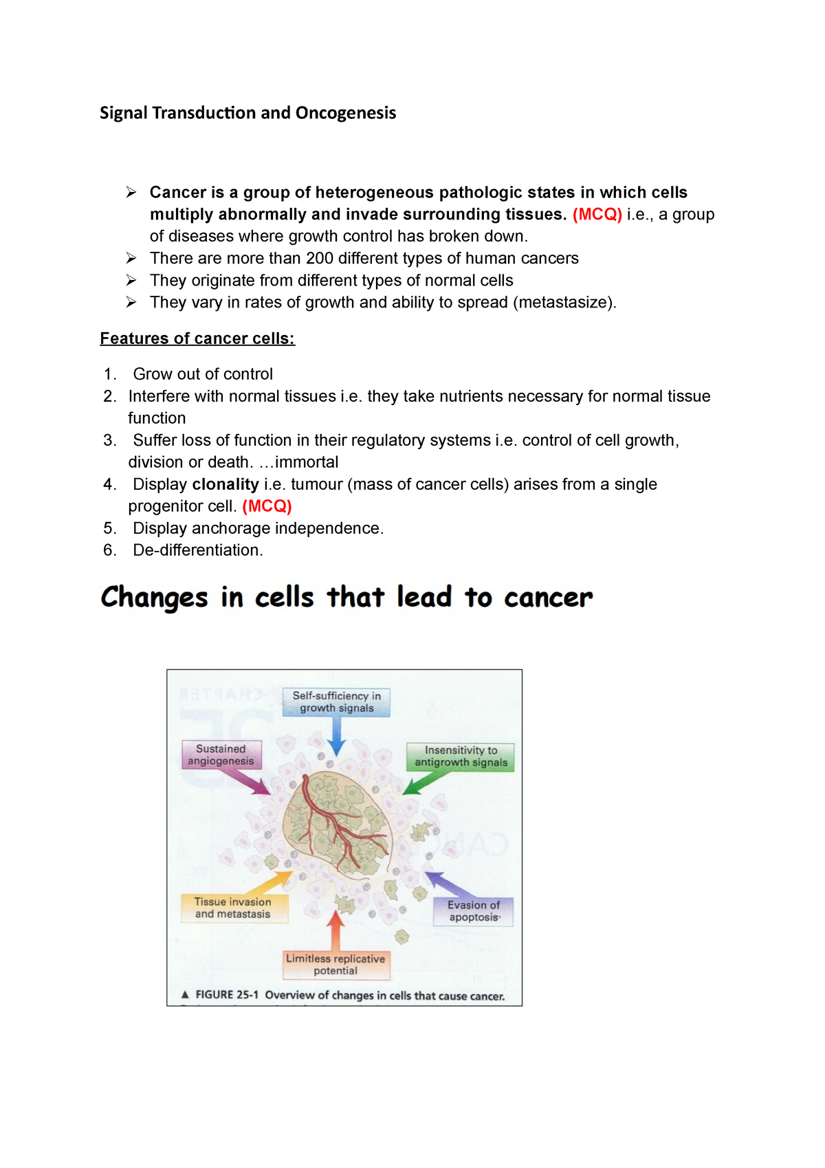 Signal Transduction and Oncogenesis (MCQ) i., a group of diseases