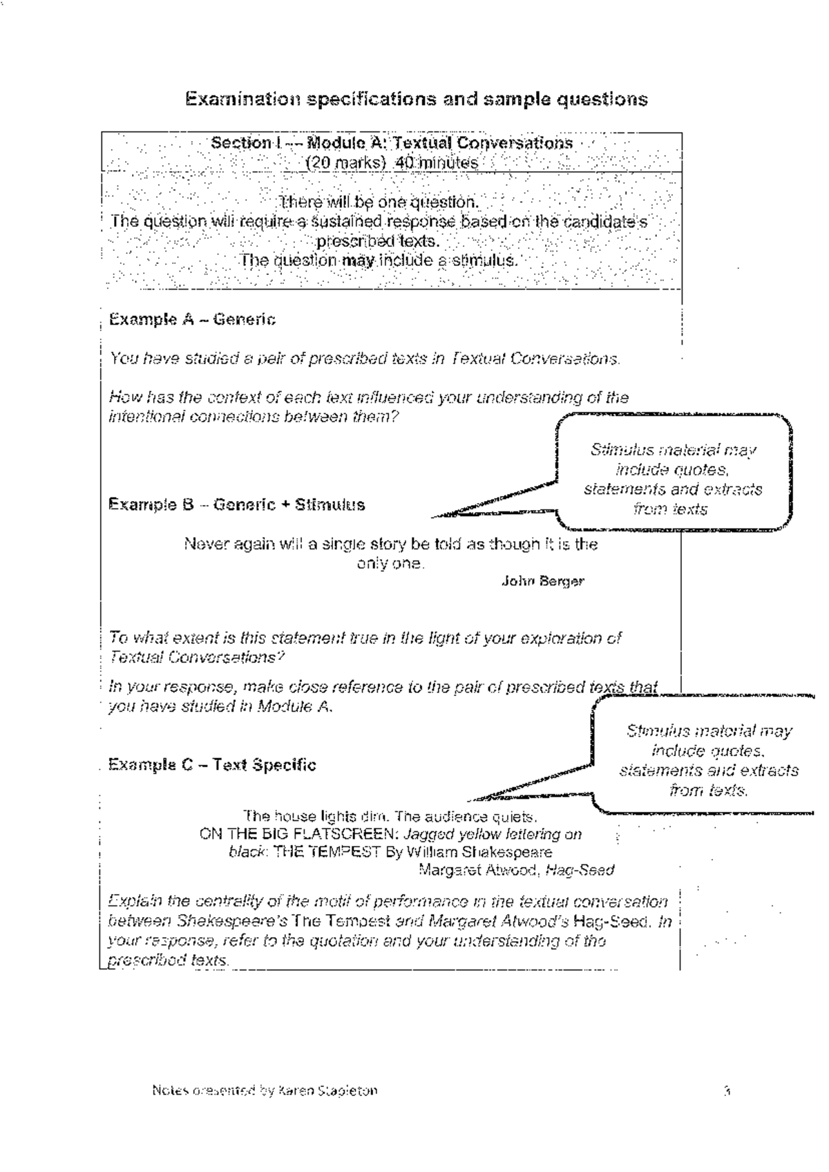 Mod A Questions - Yes - Examination specifications and sample questions ...