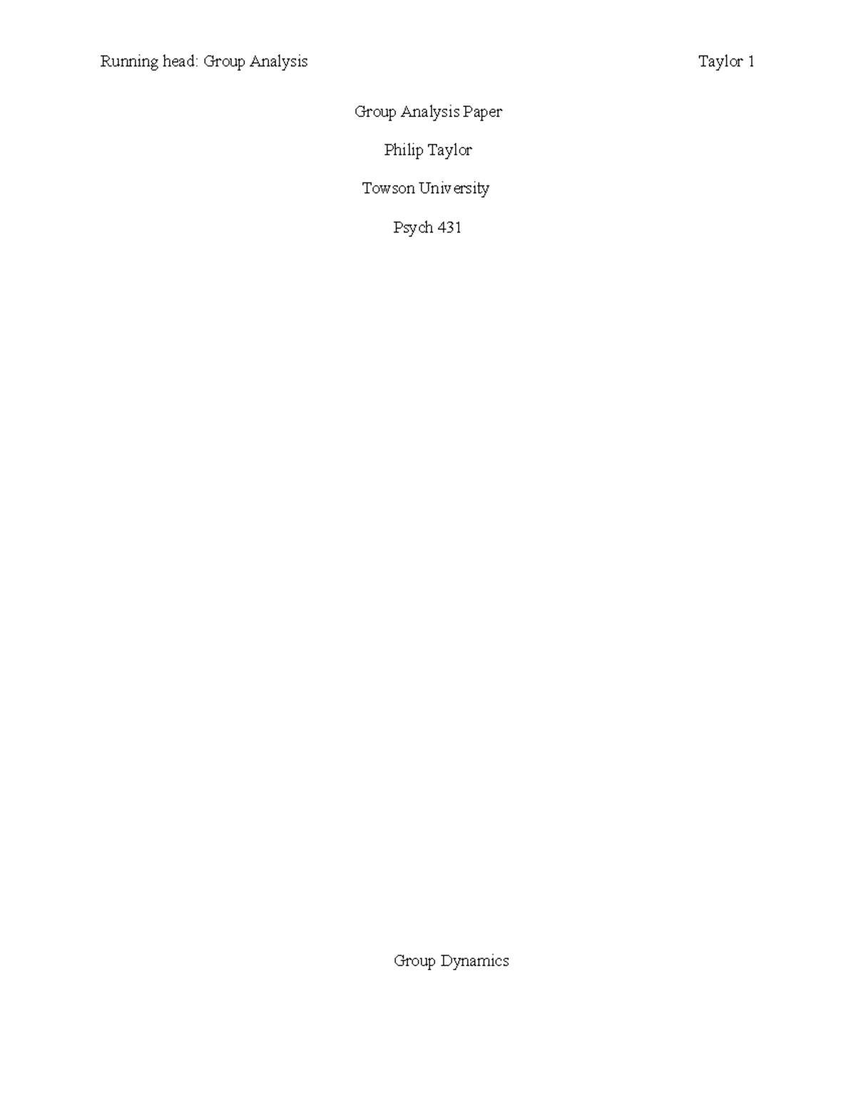 Group final w - Lecture notes All - Group Analysis Paper Philip Taylor ...