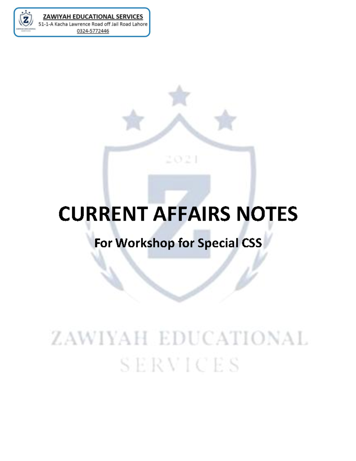 Current Affairs Notes Special for CSS - CURRENT AFFAIRS NOTES For ...