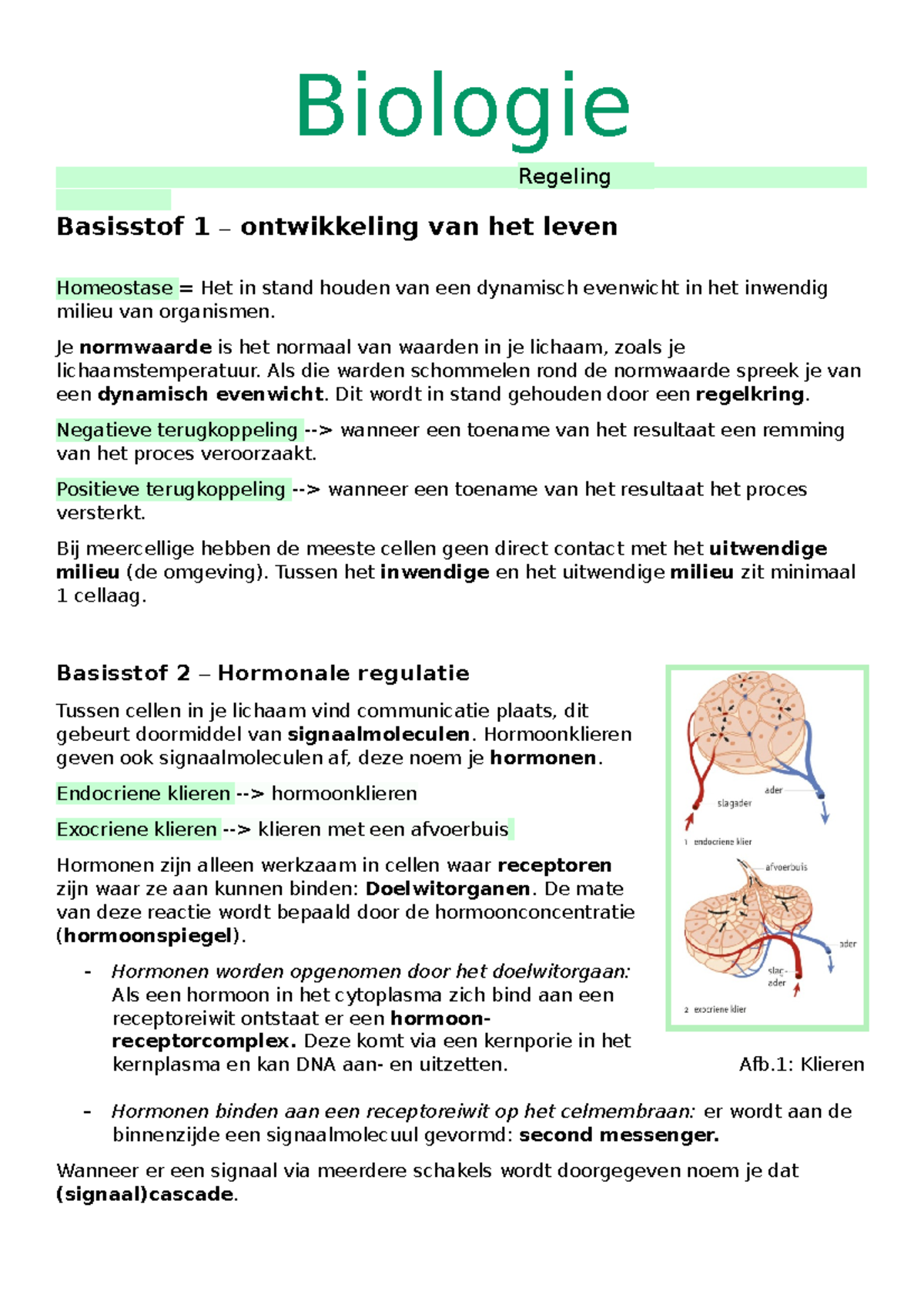 Biologie Thema 1 - Biologie Regeling . Basisstof 1 – Ontwikkeling Van ...