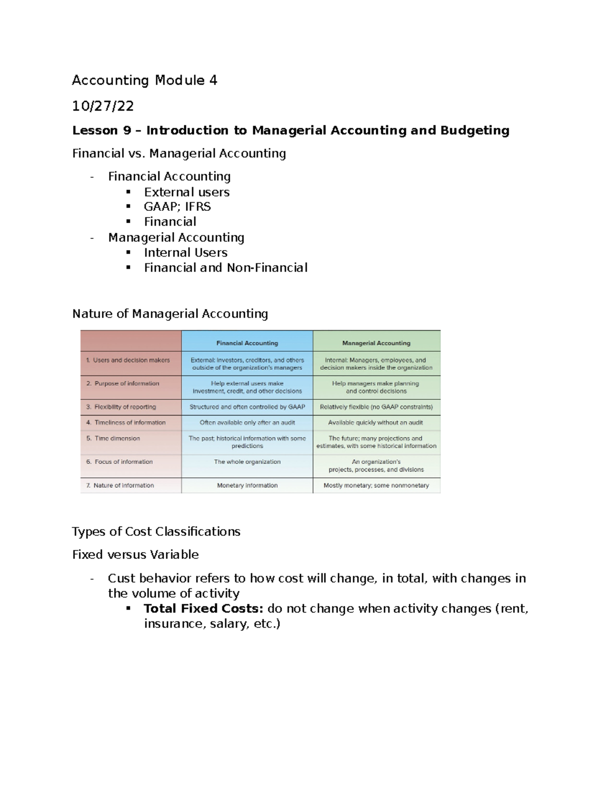 Accounting 211 Module 4 Notes (Kristy Schenck) Accounting Module 4 10/27/ Lesson 9