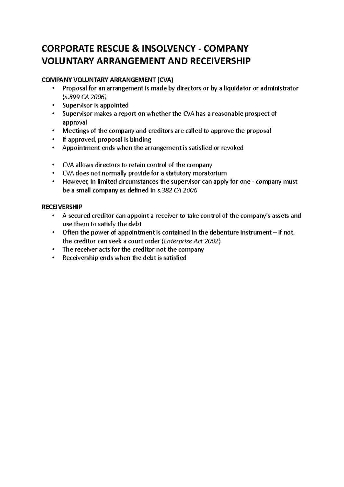 Corporate Rescue & Insolvency - Company Voluntary Arrangement AND ...