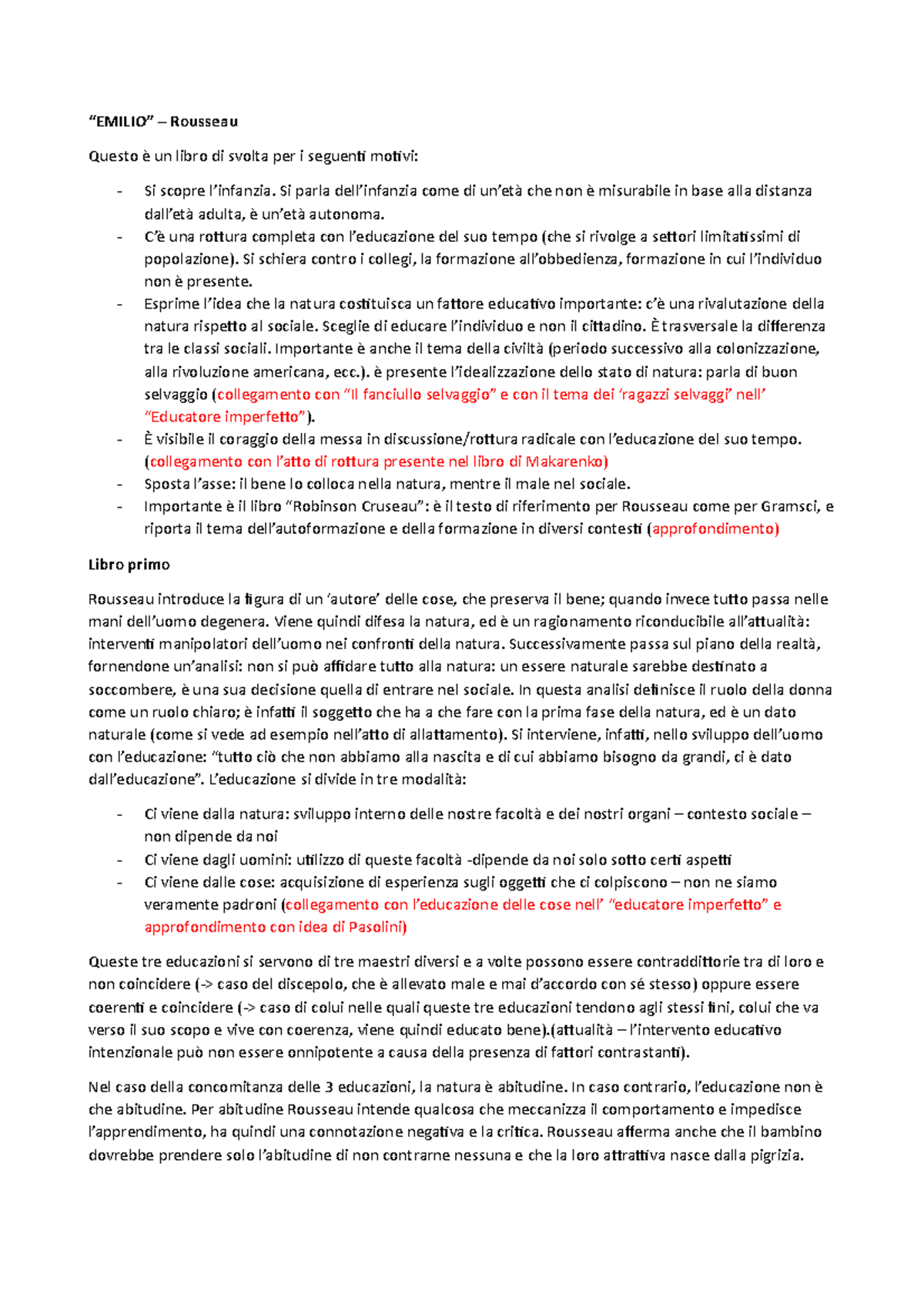 'Emilio' Rousseau “EMILIO” Rousseau Questo è un libro di svolta per i seguenti motivi Si