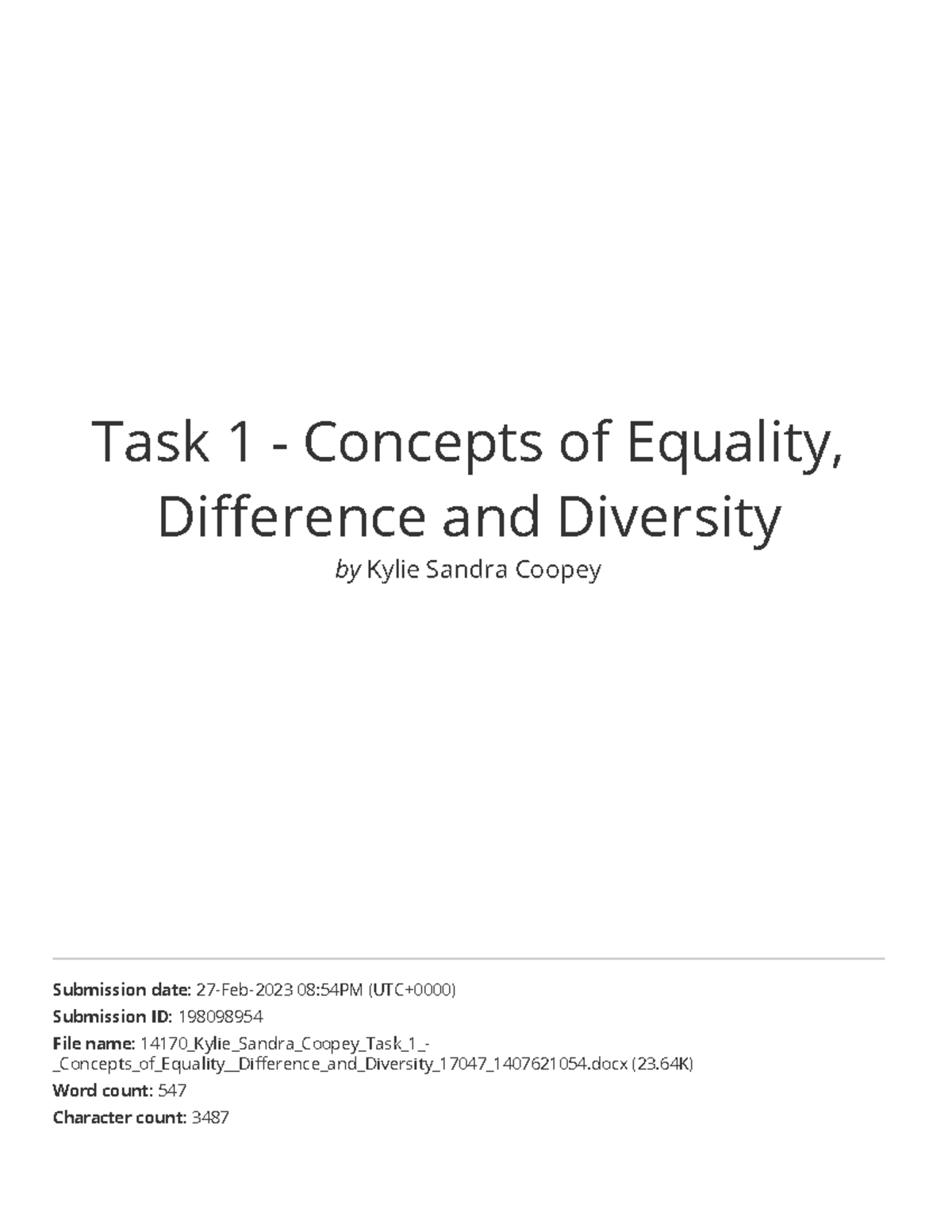Task 1 concepts of equality difference and diversity springer