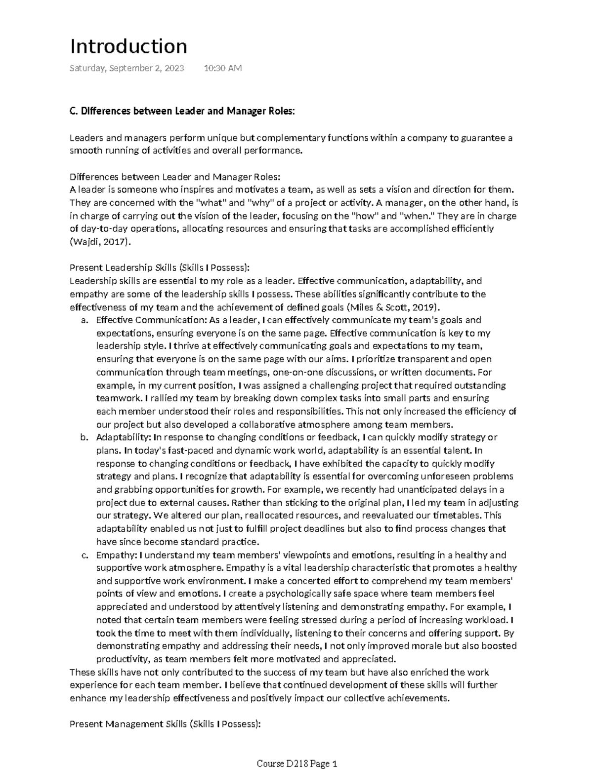 My E-portfolio - notes - Course D218 Page 1 Introduction Saturday ...