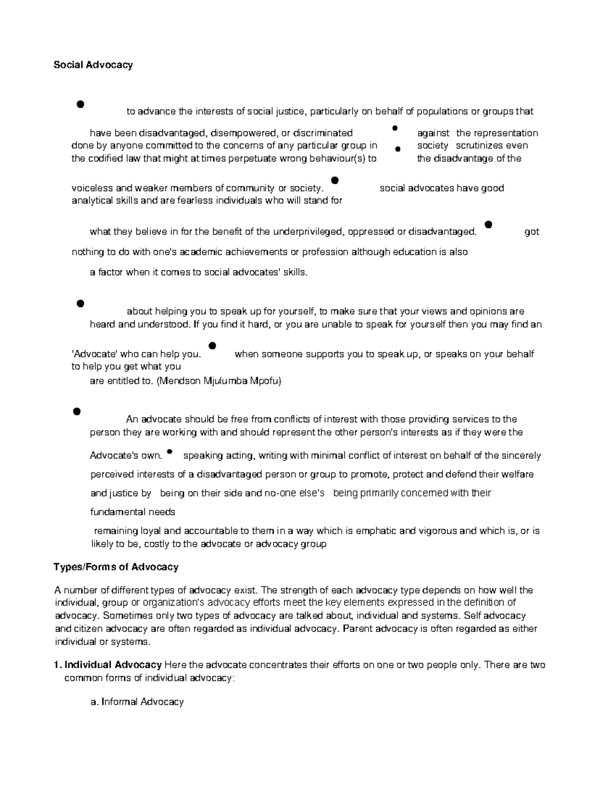 National W1-3 - Review - Social Advocacy to advance the interests of ...