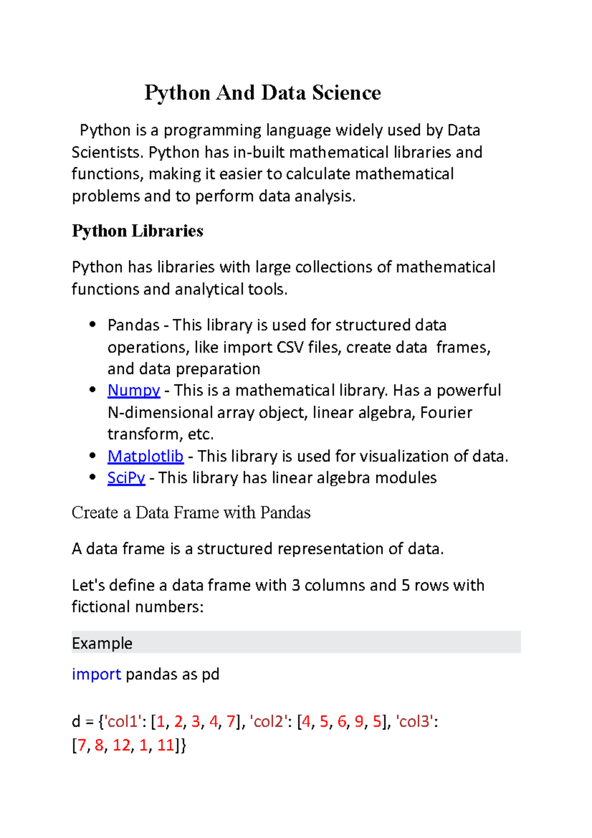 Python And Data Science - Python And Data Science Python is a ...