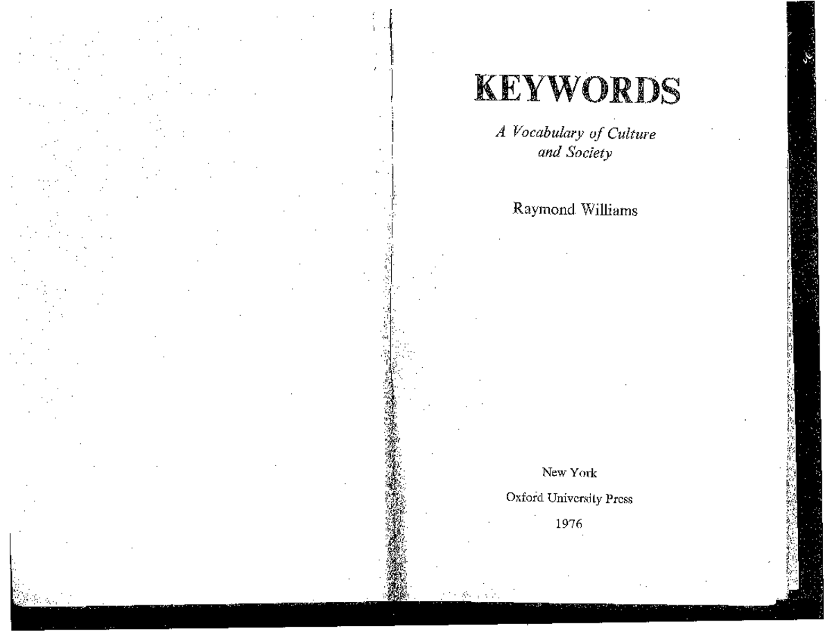 Culture williams keywords - Sociologia - Studocu