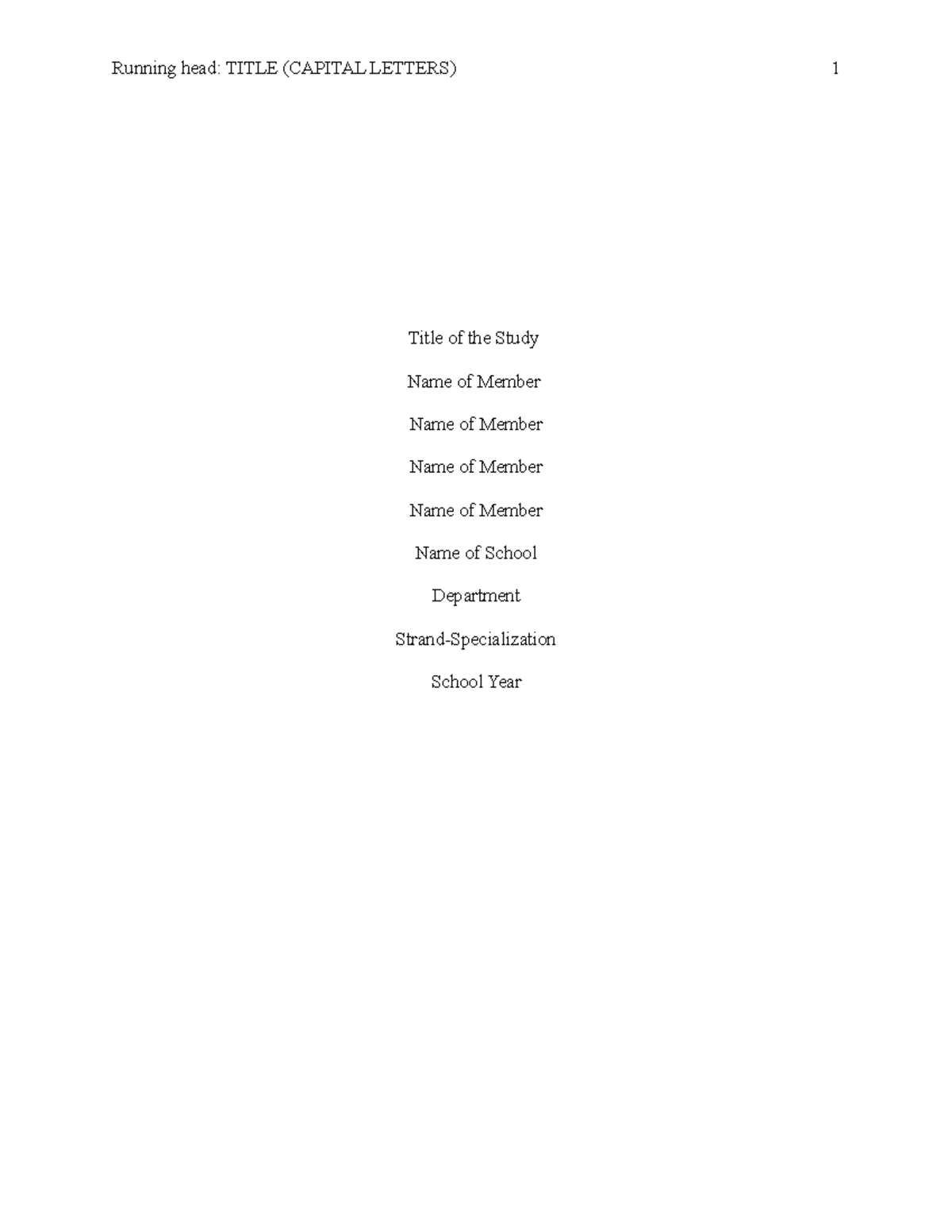 Format- Research- Proposal - Running head: TITLE (CAPITAL LETTERS) 1 ...