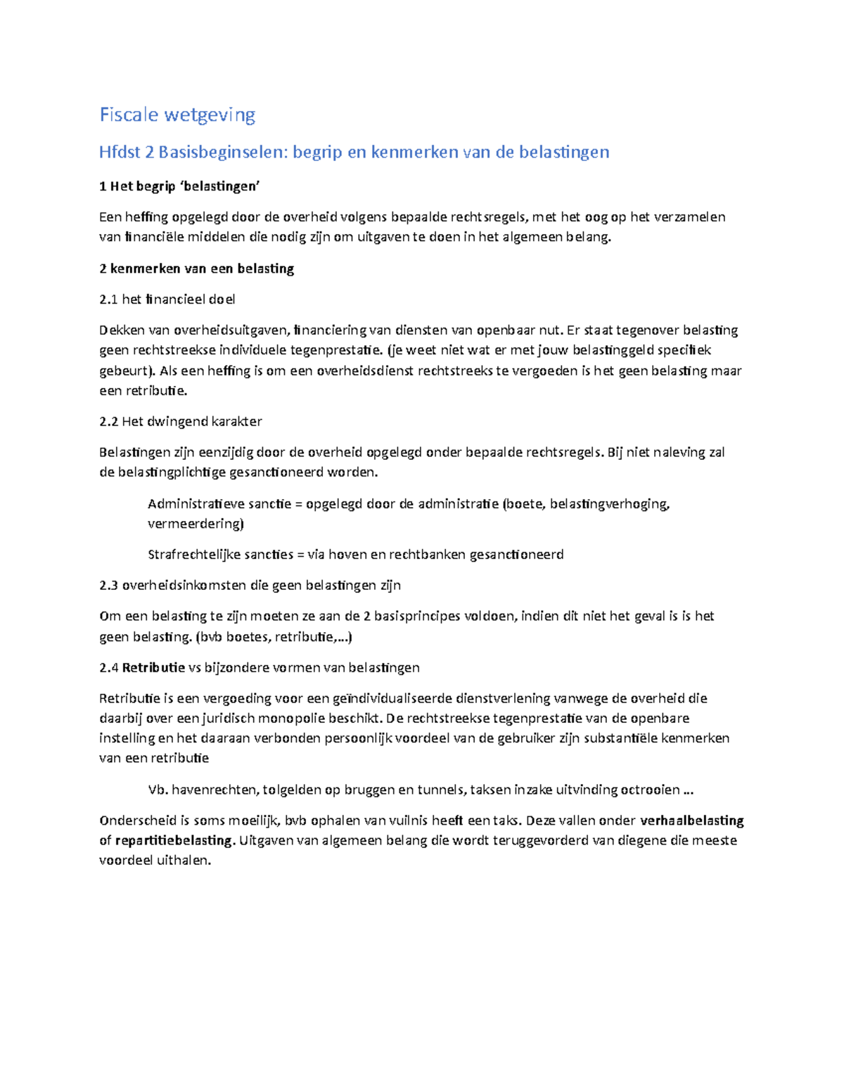 Fiscale Wetgeving - Fiscale Wetgeving Hfdst 2 Basisbeginselen: Begrip ...