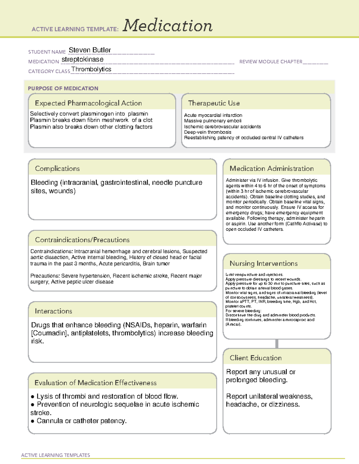 Streptokinase Medication definition for pharm course work - ACTIVE ...