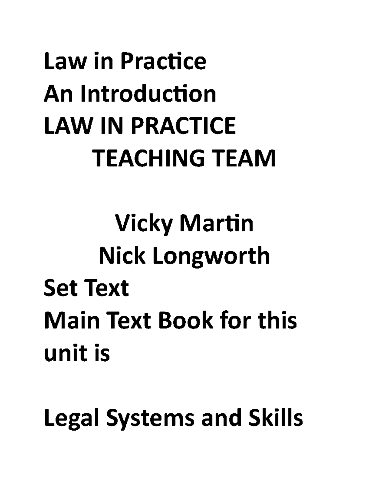 Law in Practice- introduction - 456Z0016 - MMU - Studocu