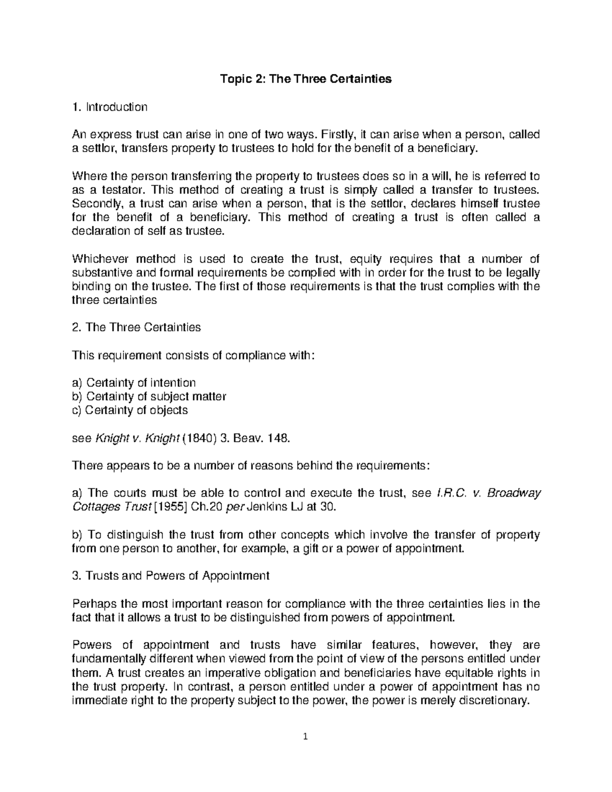 The Three Certainties handout - Topic 2: The Three Certainties 1 ...
