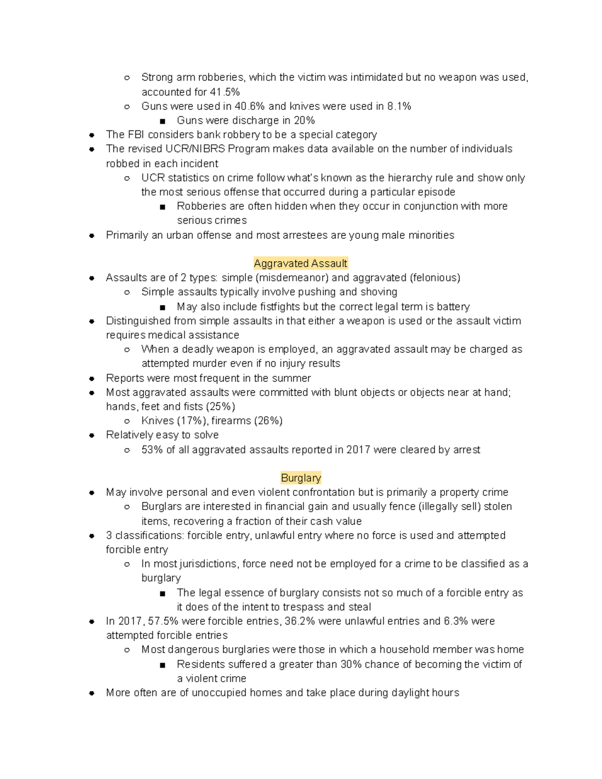 Crim Book Notes Ch2 Pt 9 - Strong arm robberies, which the victim was ...