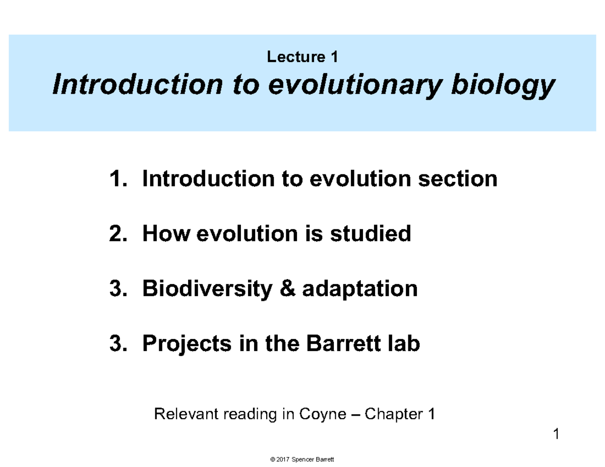 Lecture 1 BIO120 Slide Adaptation And Biodiversity - Lecture 1 ...