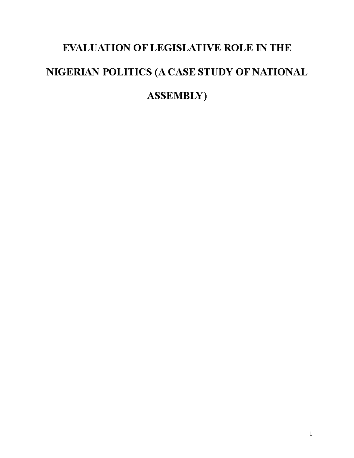 11 Evaluation of legislative role in the Nigerian politics - EVALUATION ...