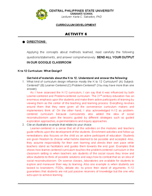 Activity 5 CUR DEV- Bagomboy DONE - GRADUATE SCHOOL Lecturer: Karla C ...