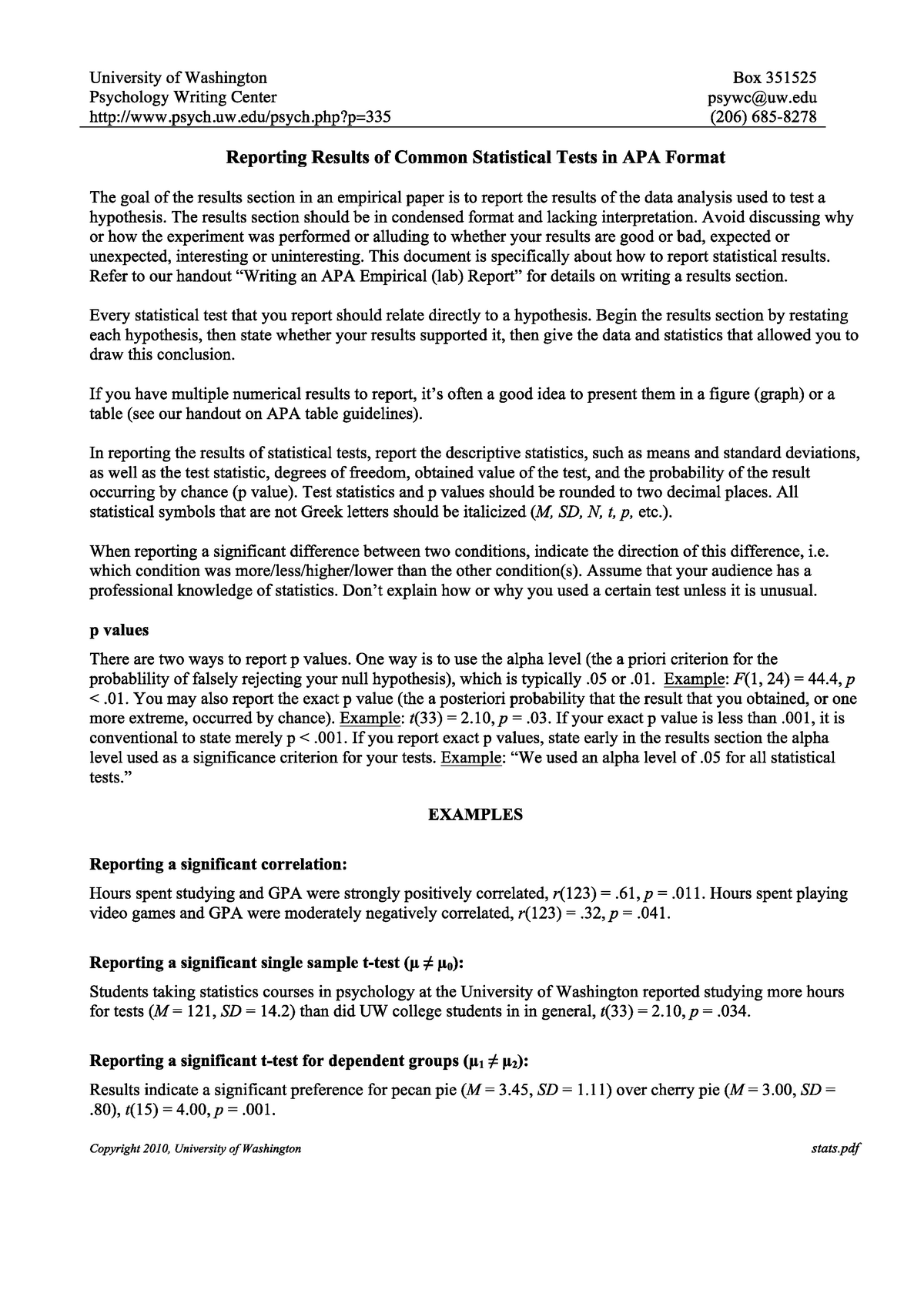 Reporting Results Of Statistical Tests APA Style - Quantitative Methods ...