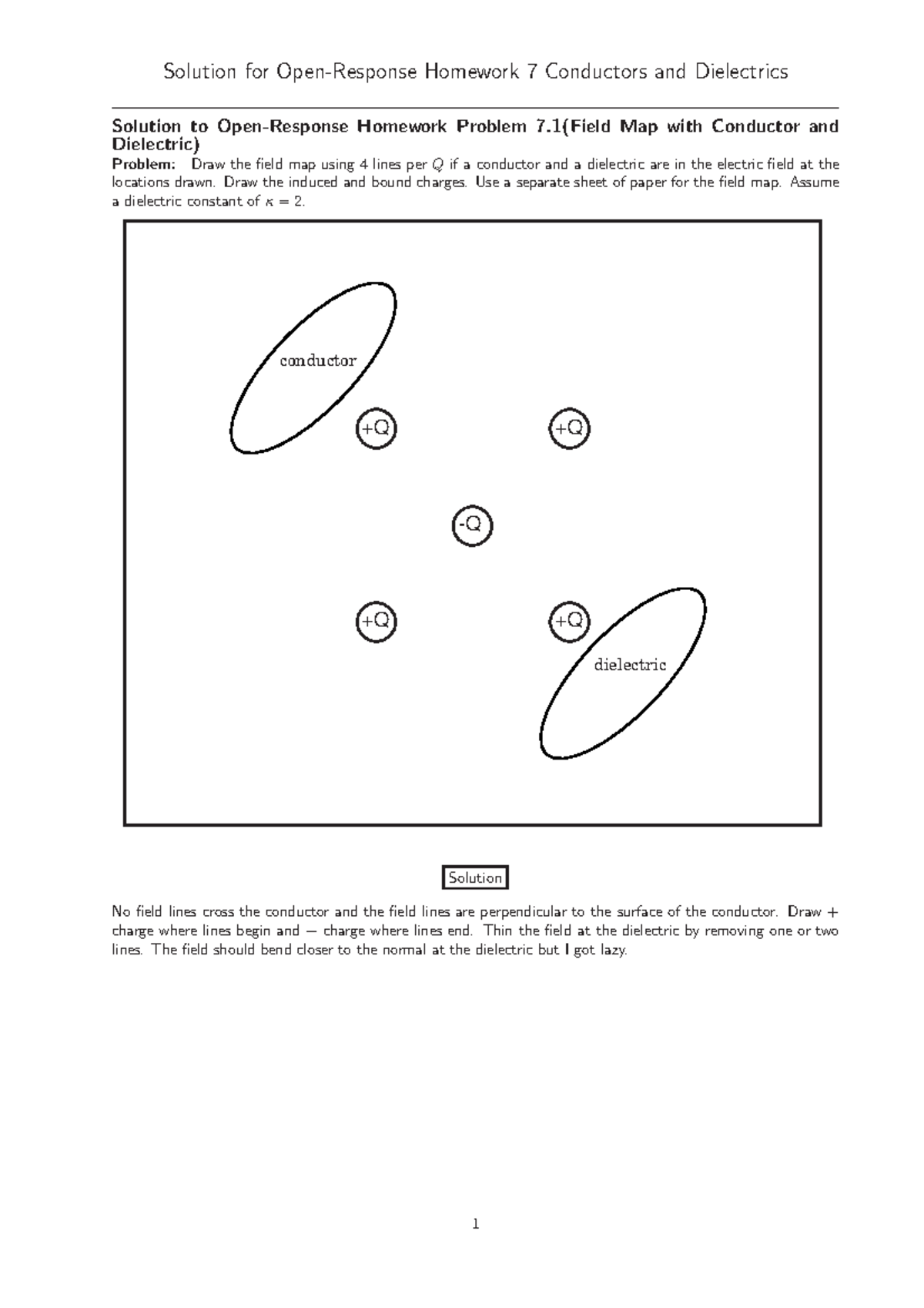 Homework-7-sln - HW 7 - Solution for Homework 7 Conductors and ...