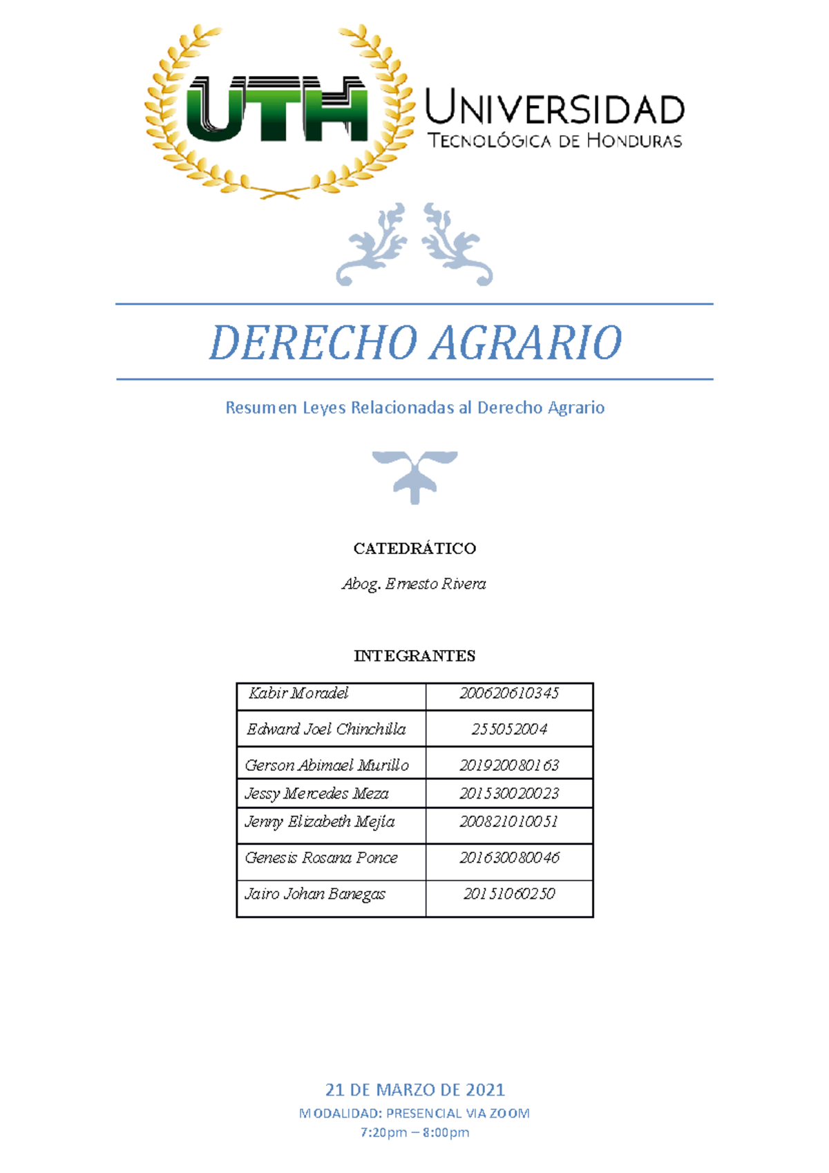 Trabajo Grupal Resumen Leyes Relacionadas Al Derecho Agrario - DERECHO ...