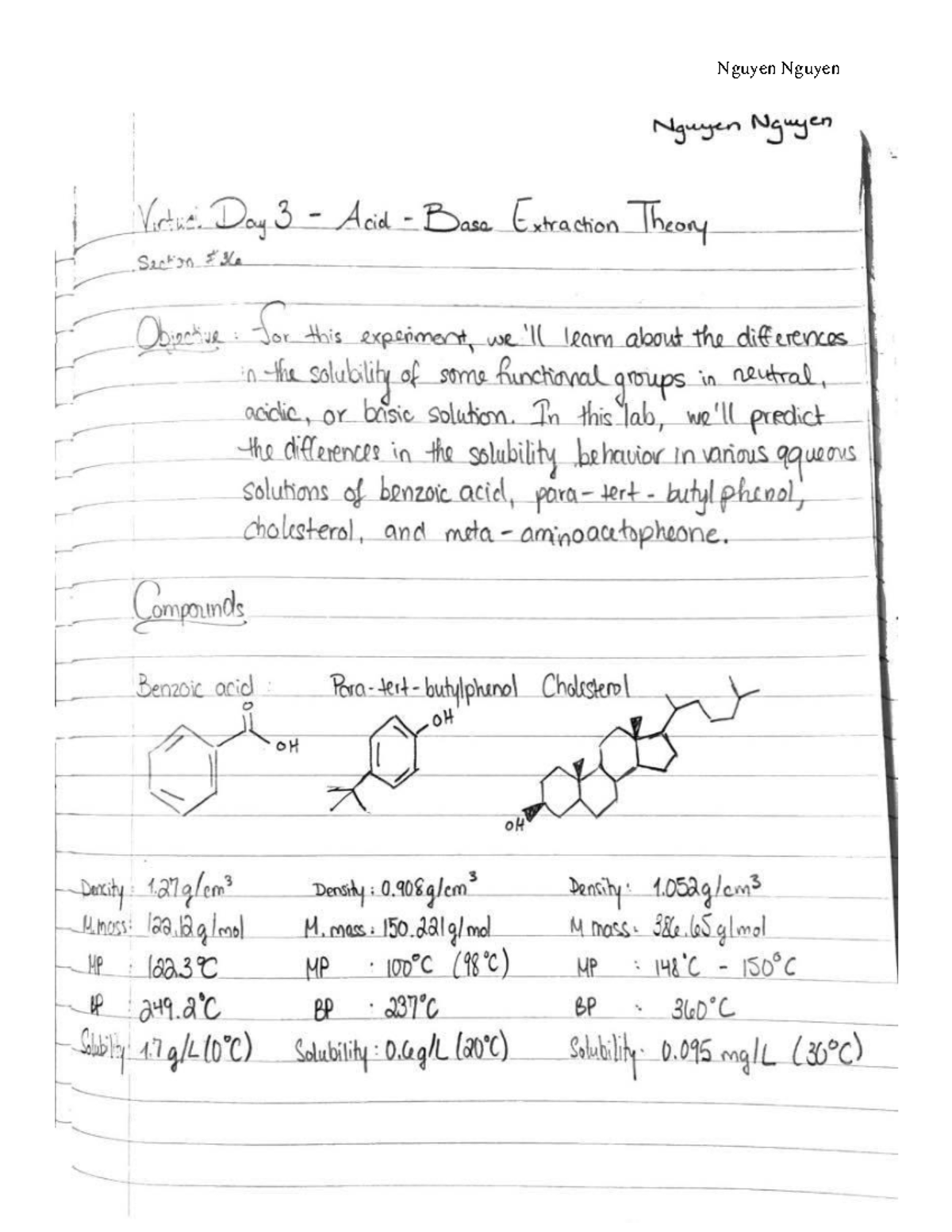Lab Report 3b Virtual AcidBase Extraction Theory CHEM 223 Hunter