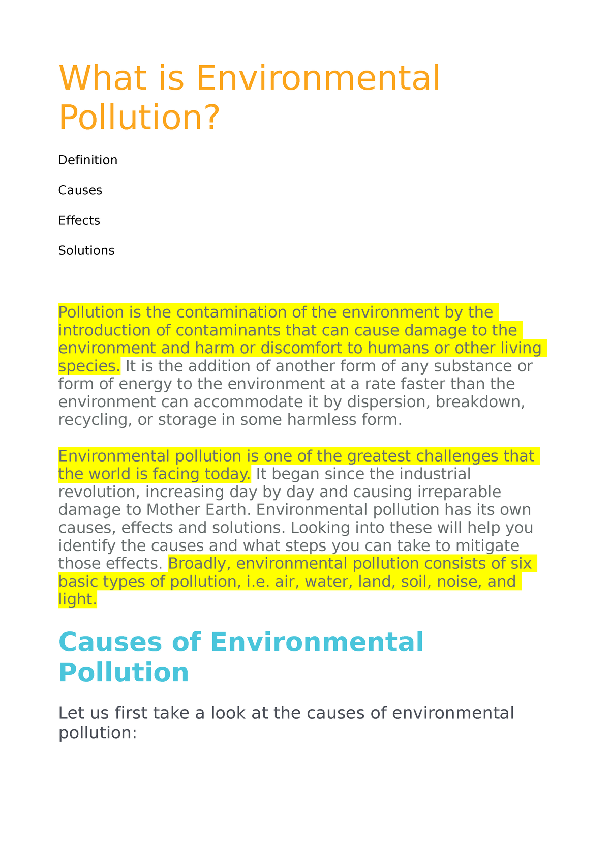 What is Environmental Pollution - What is Environmental Pollution ...