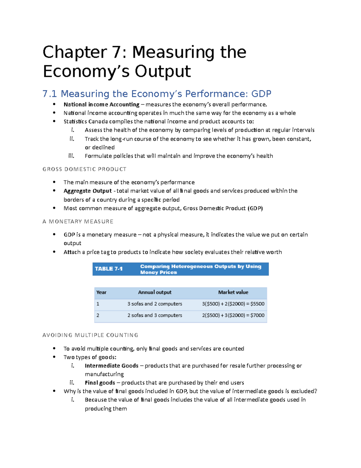 Chapter 7 - ECN - Chapter 7: Measuring the Economy’s Output 7 Measuring ...