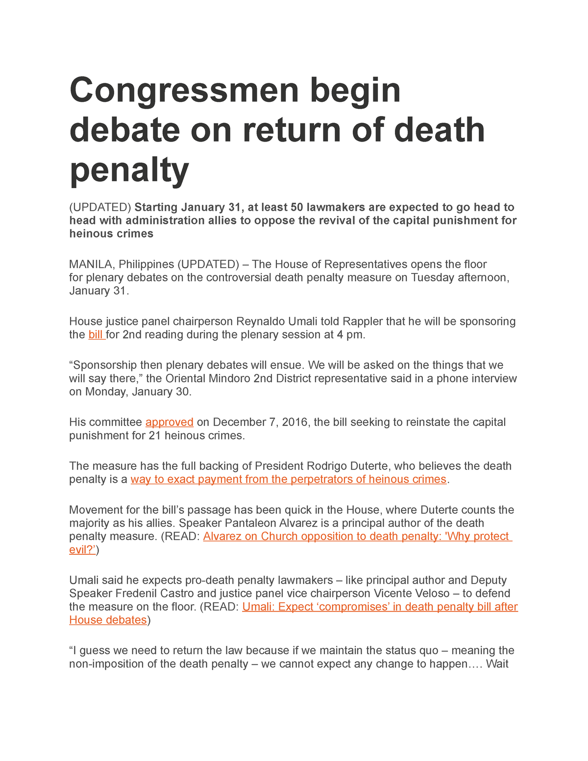 death penalty debate thesis