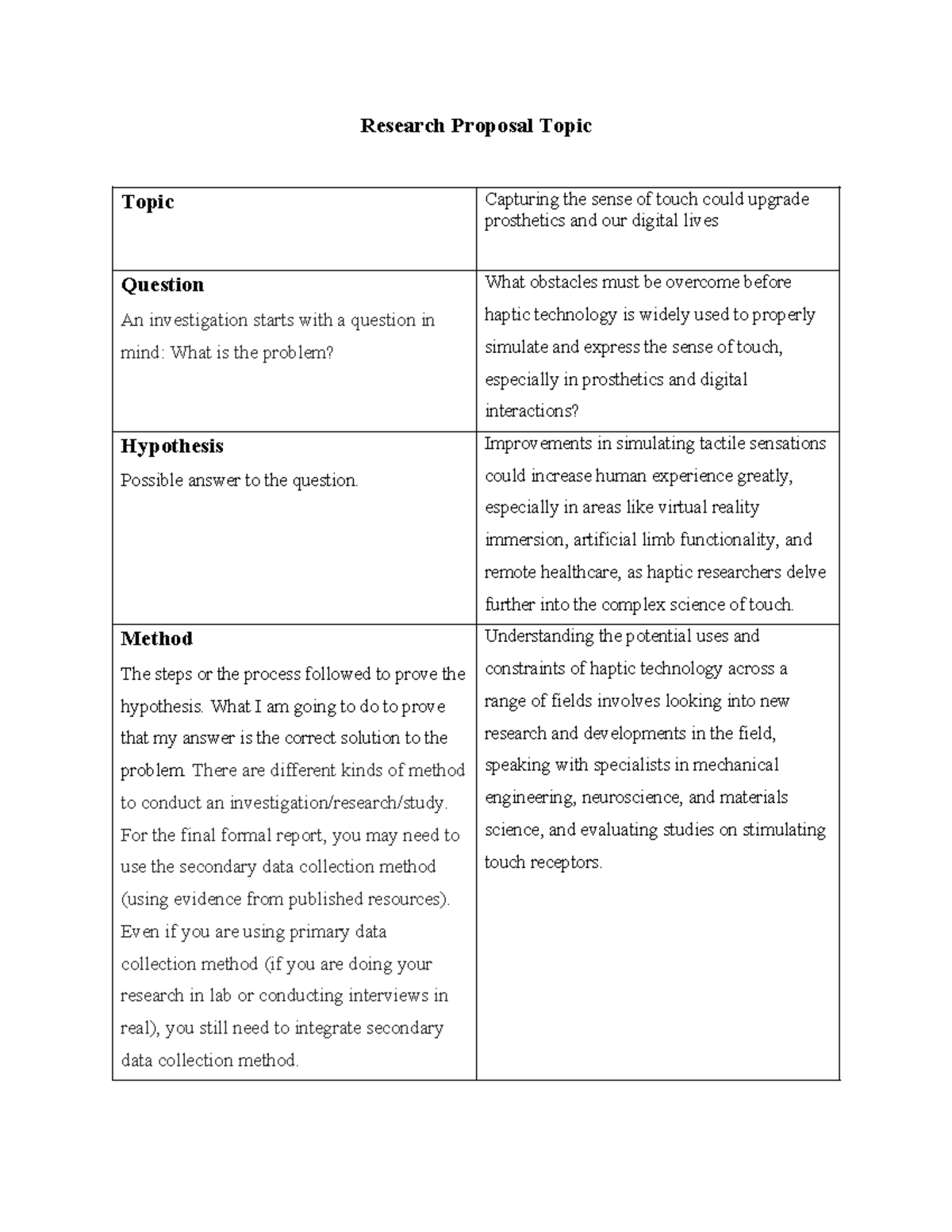 Research Proposal Topic Template - Research Proposal Topic Topic ...