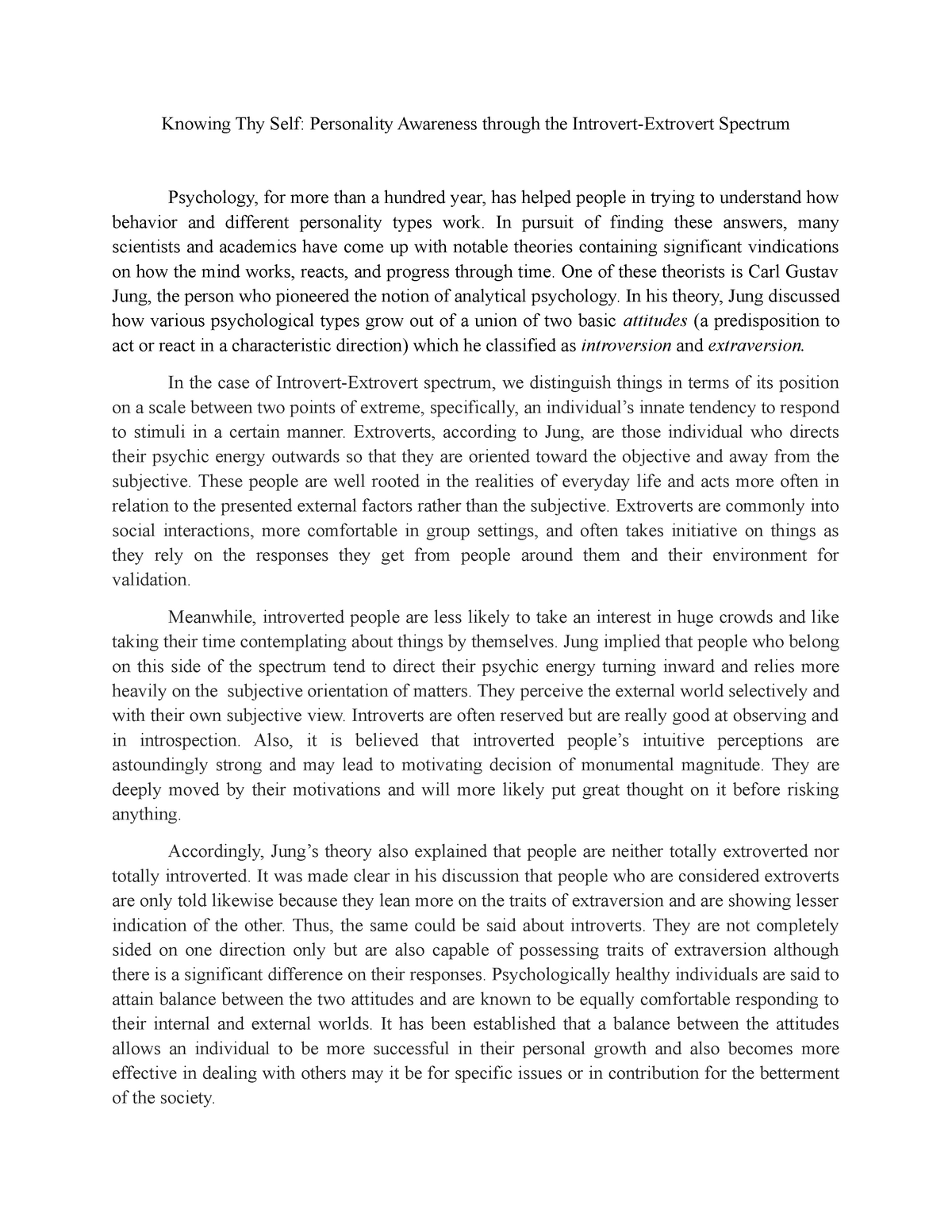 importance of understanding the self essay brainly