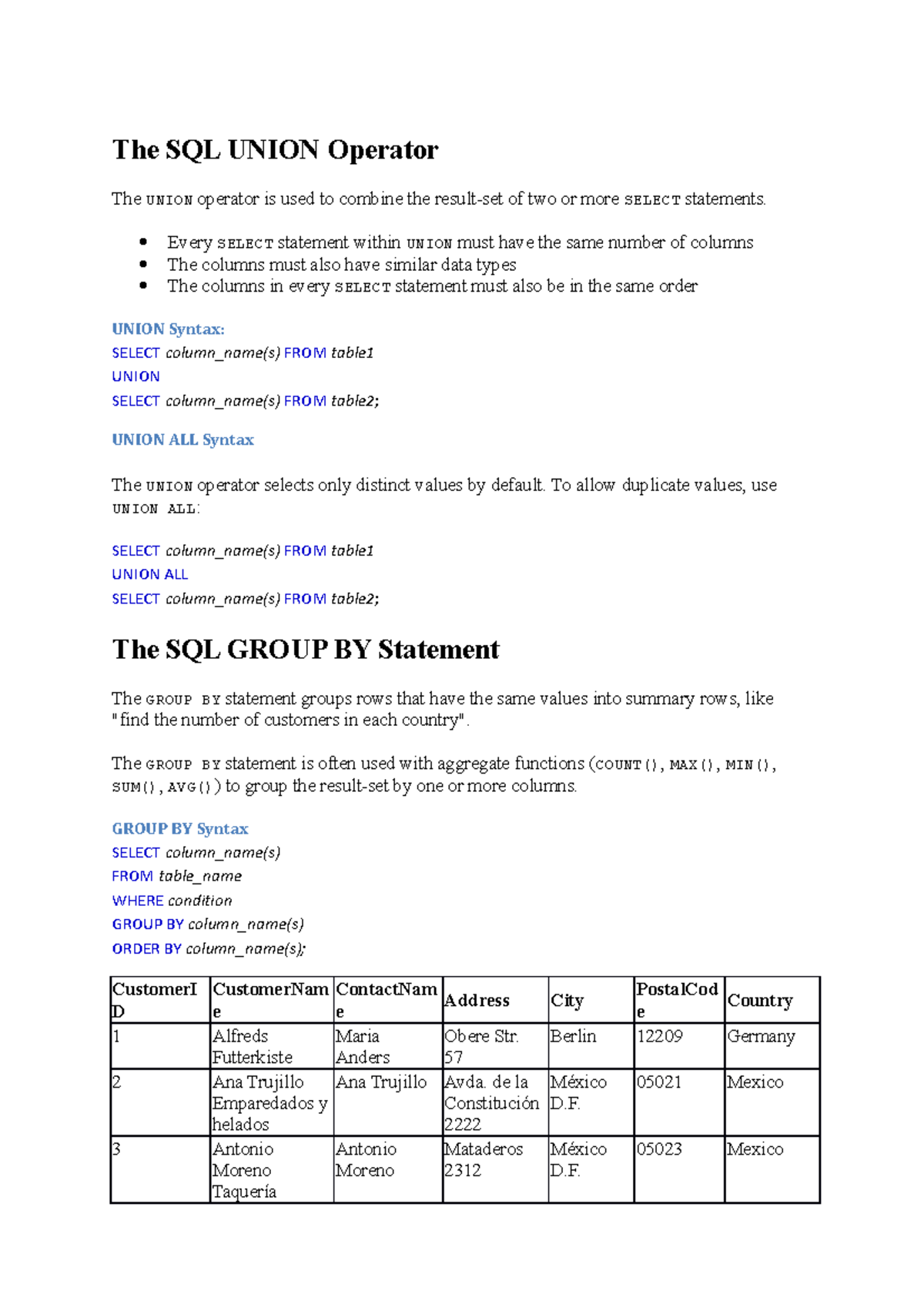 Unit 3(unioin join) - dbms notes union join - The SQL UNION Operator ...