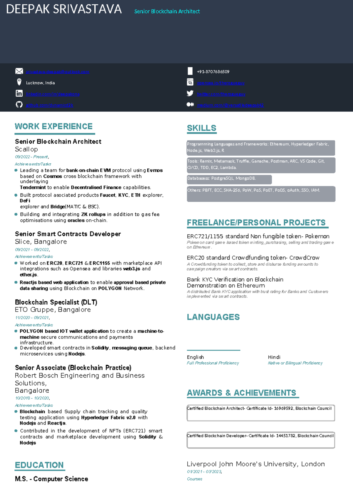 deepak-s-resume-edited-work-experience-senior-blockchain-architect