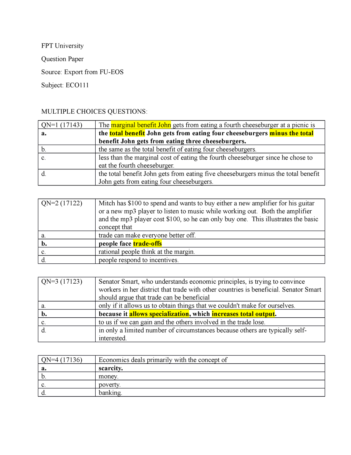 Source ECO111-1 - Nahh.. - FPT University Question Paper Source: Export ...