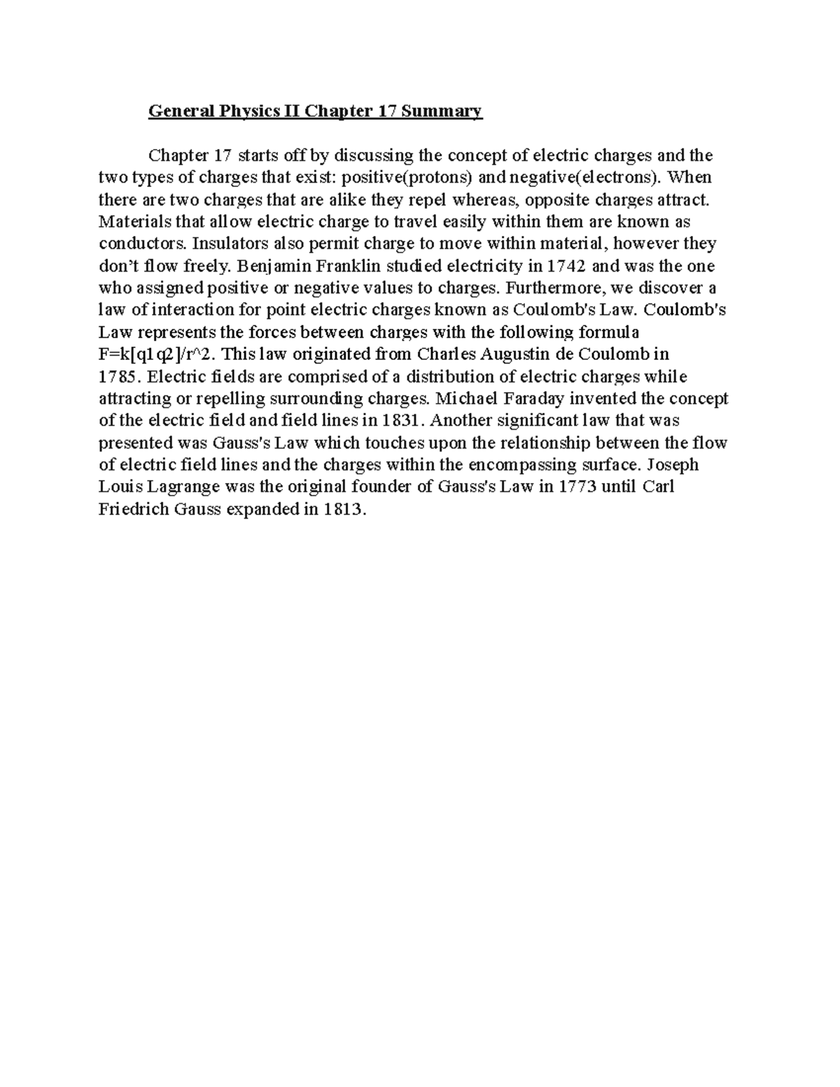 General Physics II Chapter 17 Summary - General Physics II Chapter 17 ...