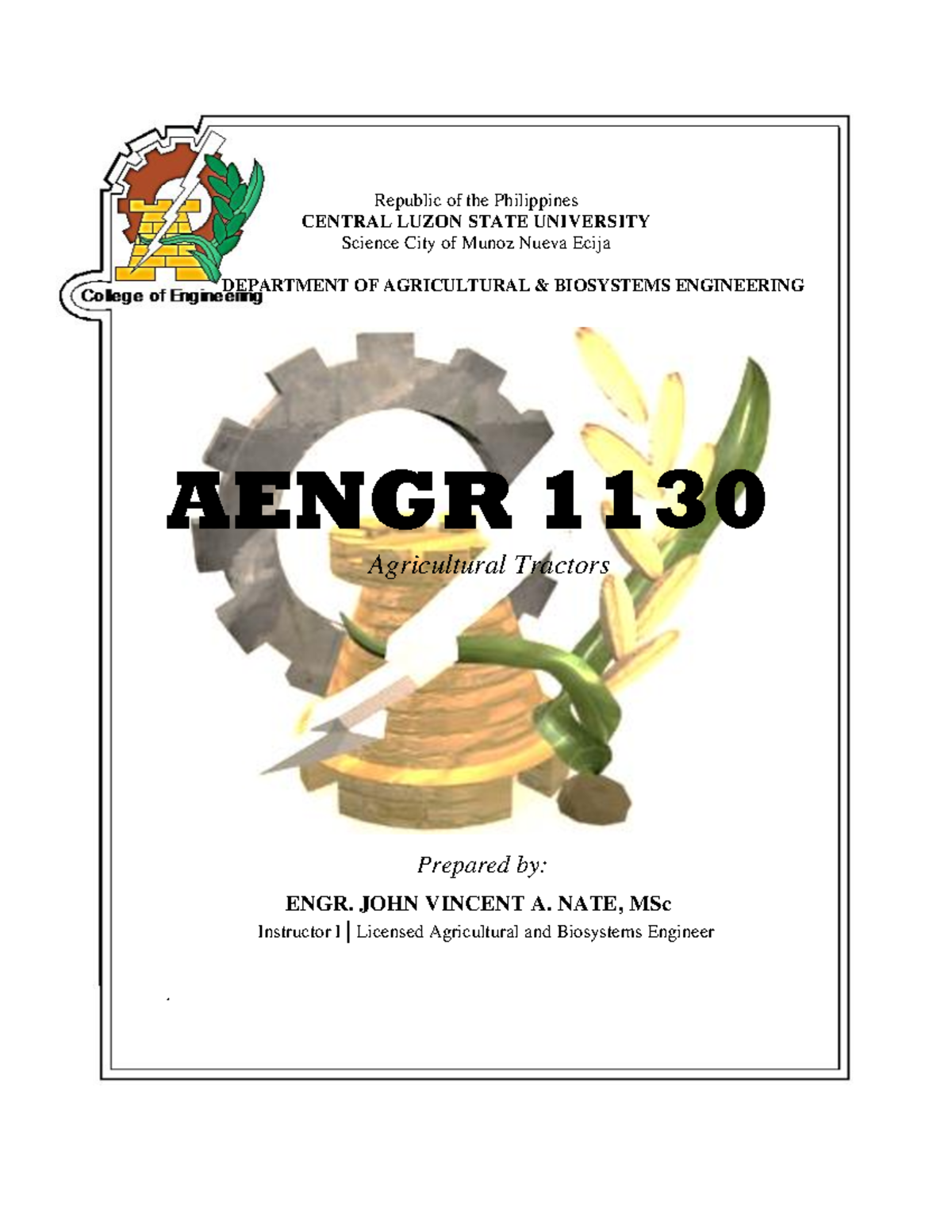 Lecture #1 Tractor - for educational purposes - DEPARTMENT OF ...