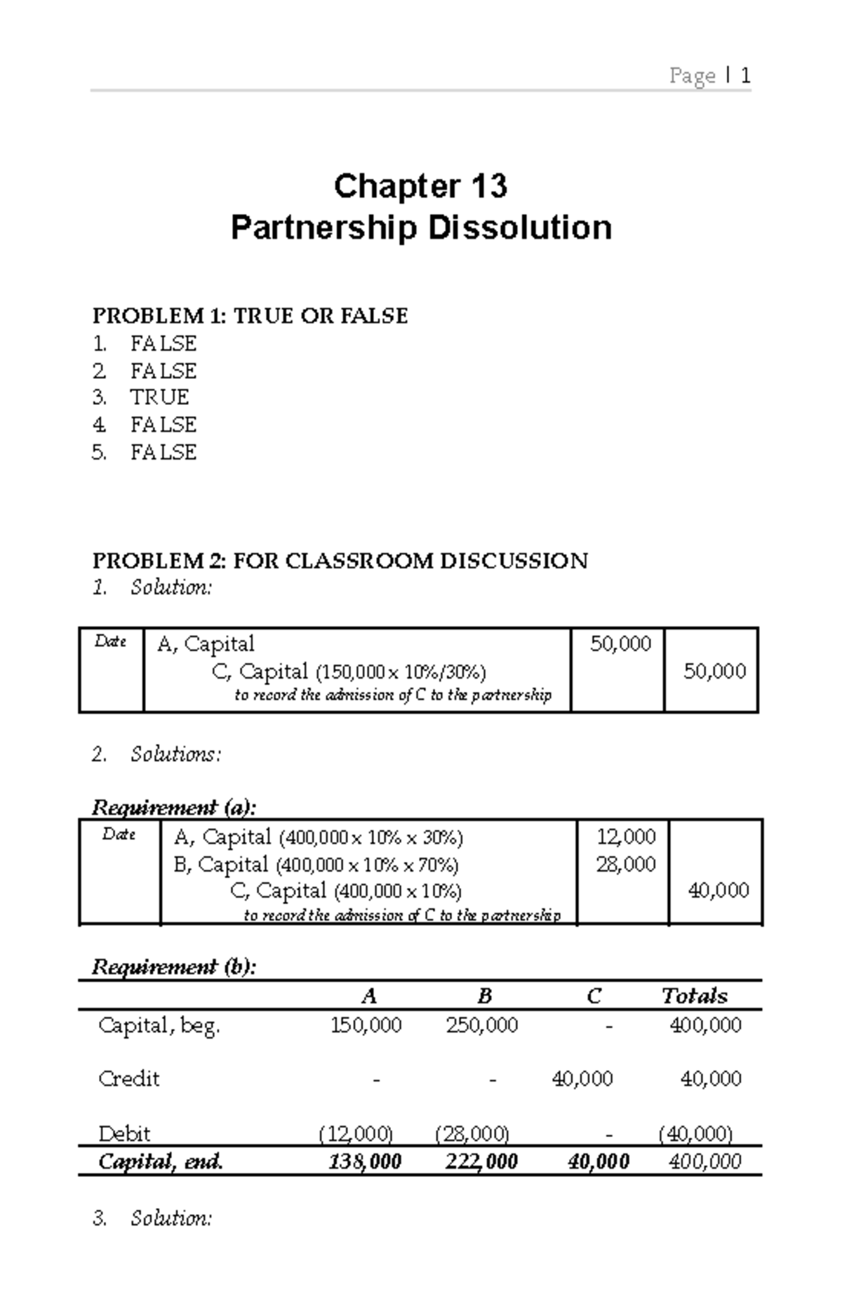 Chapter 13 - aaaaaaa - Chapter 13 Partnership Dissolution PROBLEM 1 ...