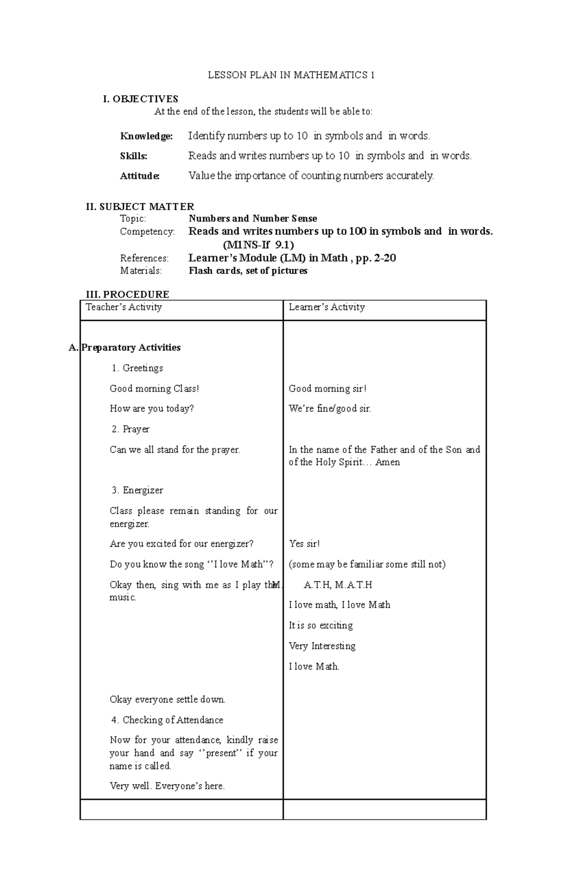 LP IN MATH 1 week 6 - school purposes - LESSON PLAN IN MATHEMATICS 1 I ...