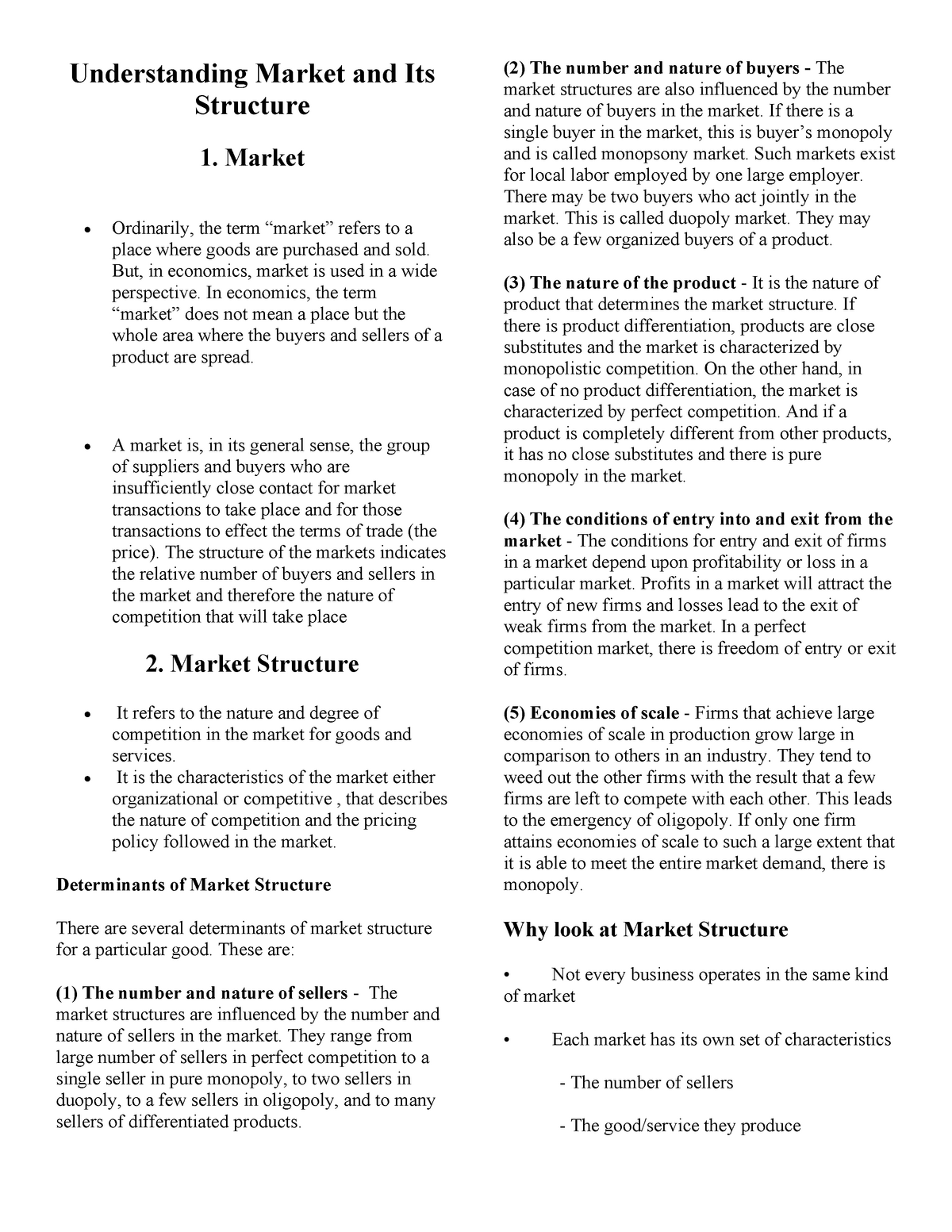 market structure essay